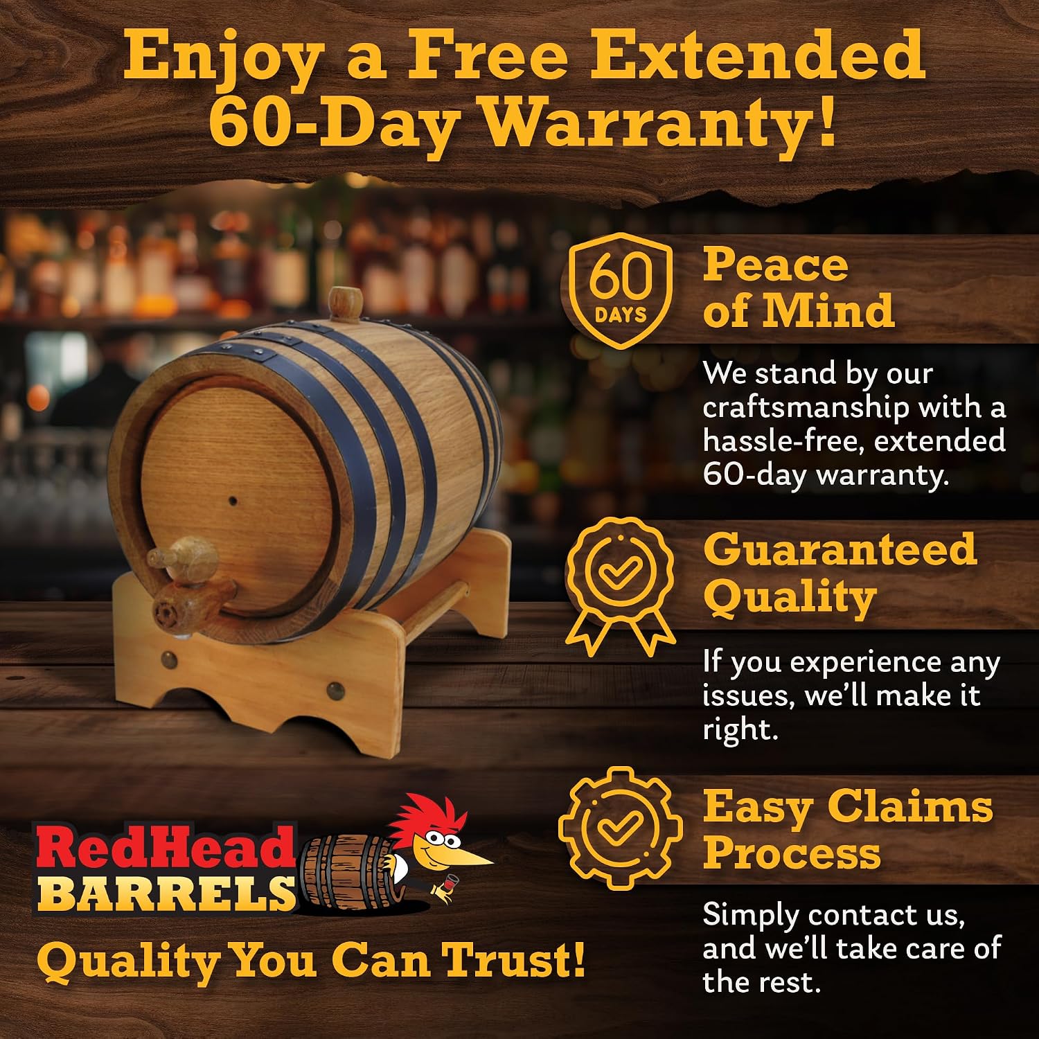 3L Charred Oak Aging Barrel for Whiskey, Rum & Wine