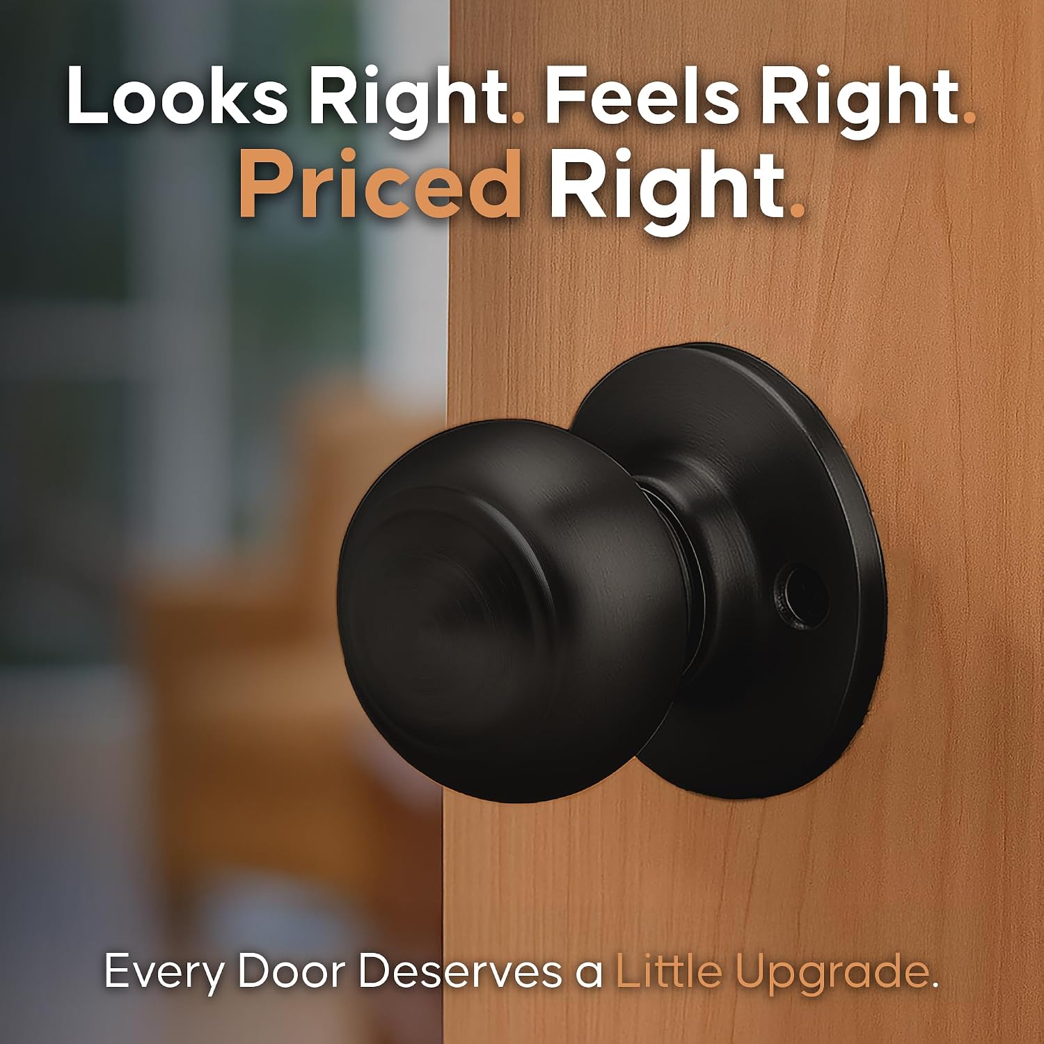 Copper Creek Colonial Privacy Interior Door Knob – ANSI Grade-3 Certified, Modern Heavy Duty Handle, Easy Install and Reversible for Bedroom, Bathroom and Closets – Satin Stainless (1 Pack)