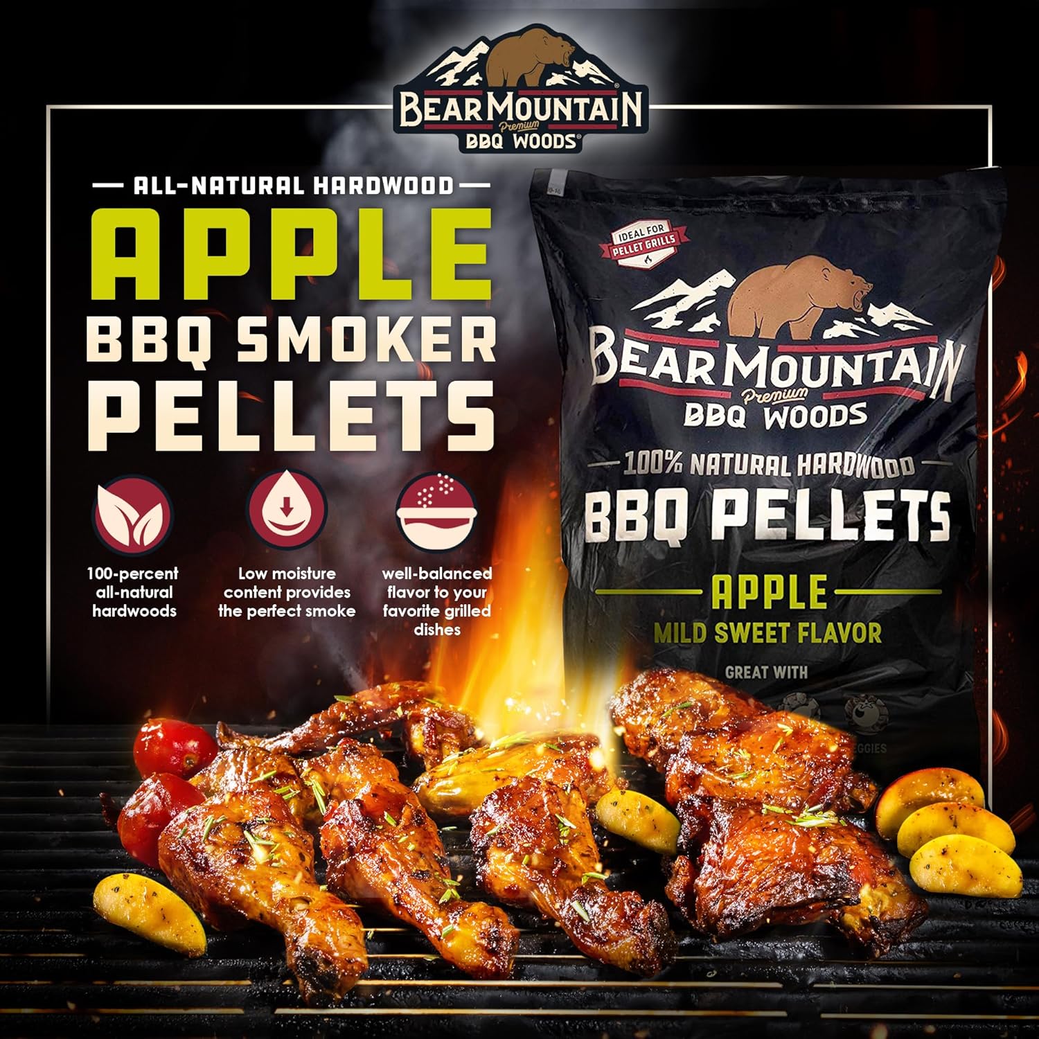 Bear Mountain Gourmet Blend Pellets for Smoker and Grill, 40lb Bag