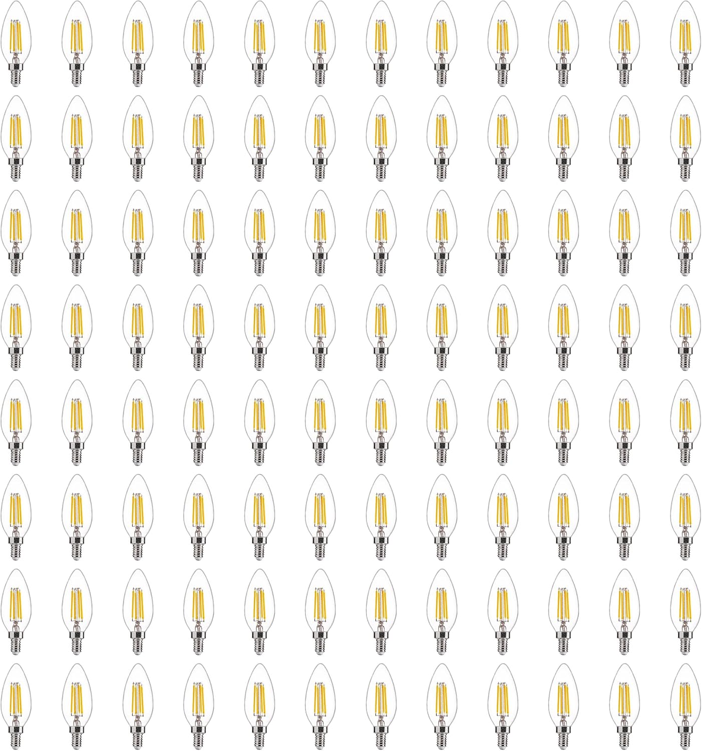 60W Equivalent LED Chandelier Light Bulbs, Dimmable, E12 Base, Clear B11 LED Filament Candelabra Bulbs, 2700K Soft White, 6 Pack