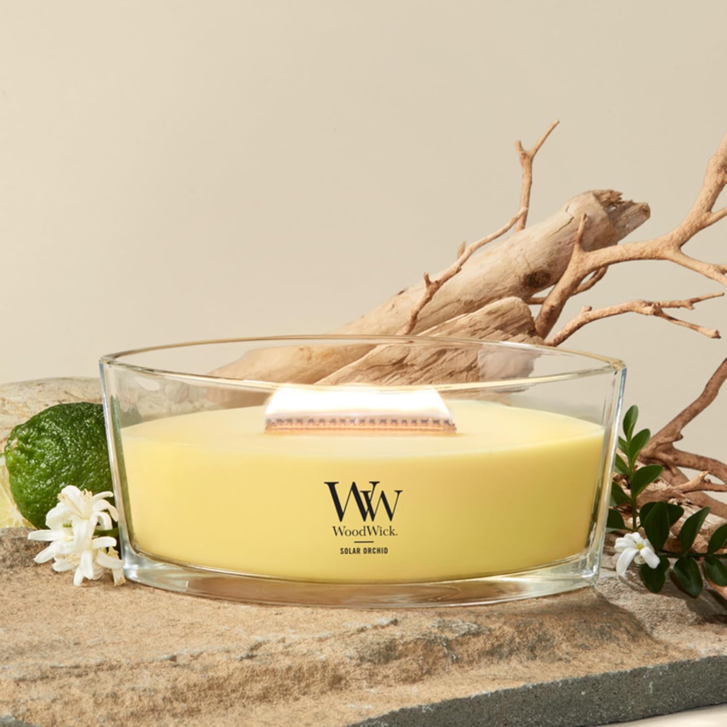 WoodWick Lavender Spa Gifts for Women and Men, 9.7 oz Medium Hourglass Candle with Crackling Wick