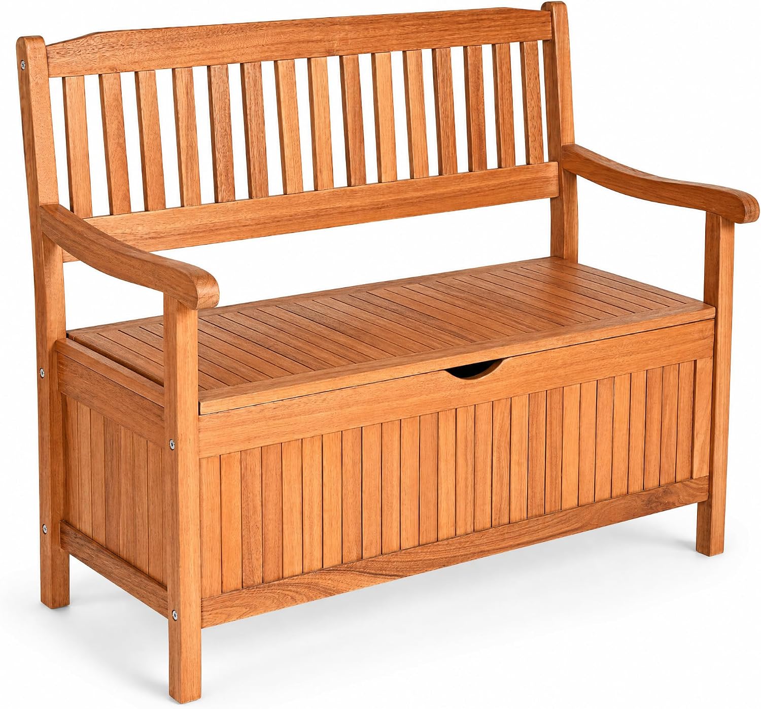 Tangkula Outdoor Wood Storage Bench Deck Box, Entryway Porch Storage Bench with Inner Removable Dust-Proof Lining & Portable Handles