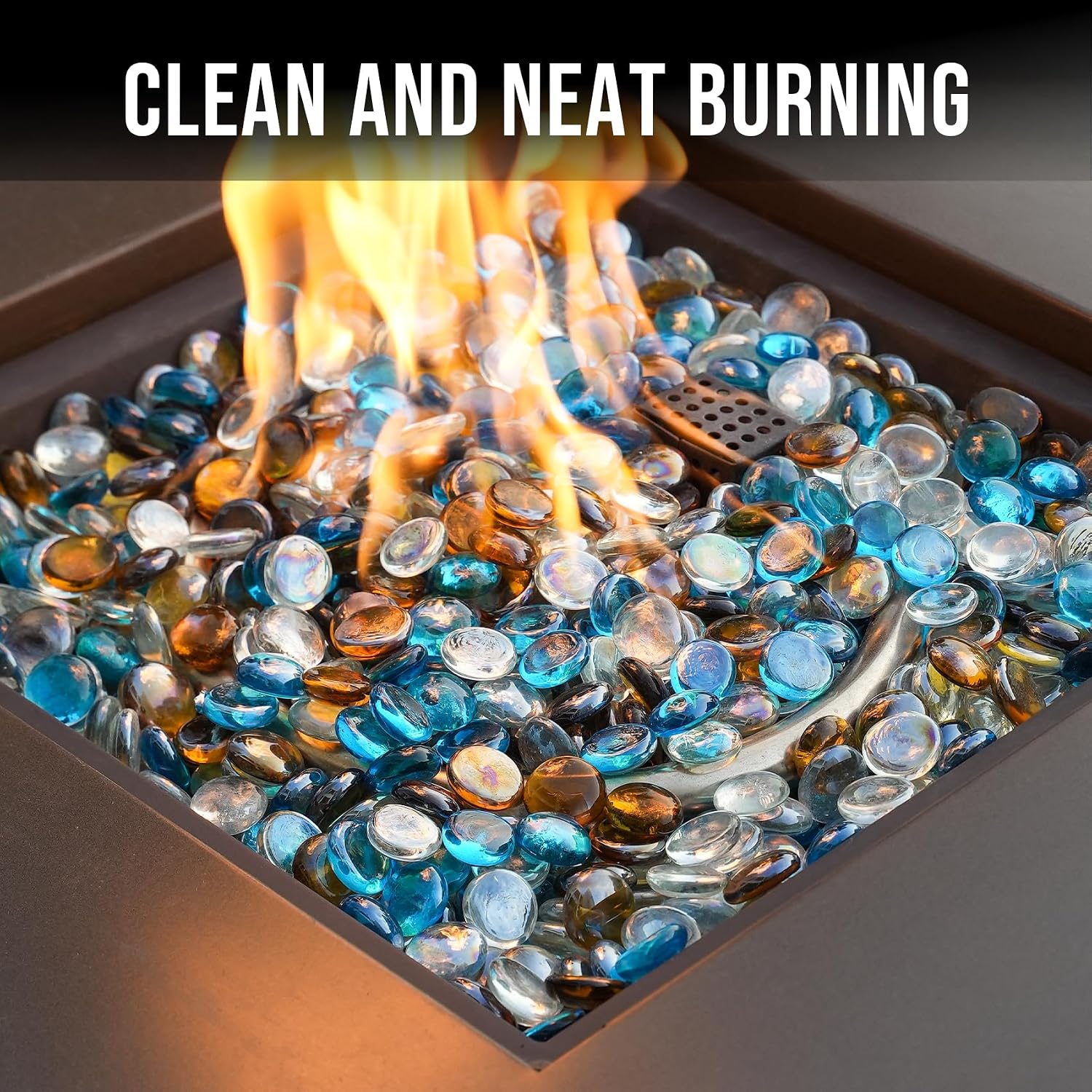 Skyflame 10-Pound Fire Glass Beads for Fire Pit Fireplace, Onyx Black