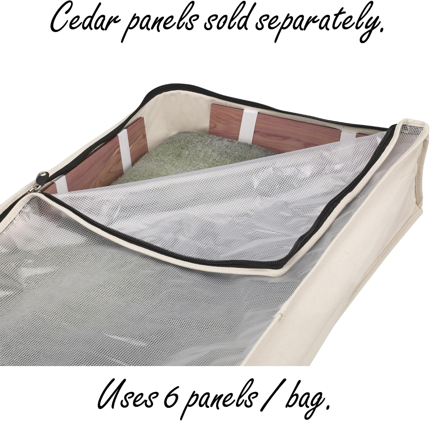 Household Essentials Canvas Sweater Storage Bags, 2-Pack, Breathable Cotton, Under-Bed Zippered Storage with Clear Top Window, Stackable, Cedar Insert Compatible (Not Included), Natural