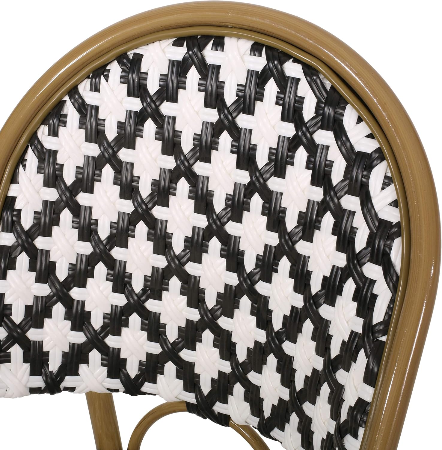 Christopher Knight Home Anastasia Outdoor French Bistro Chair (Set of 2), Black + White + Bamboo Print Finish