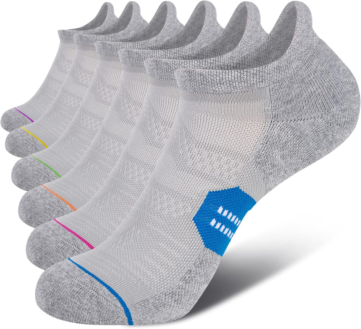 CS CELERSPORT 6 Pack Women's Ankle Running Socks Cushioned Low Cut Tab Athletic Socks