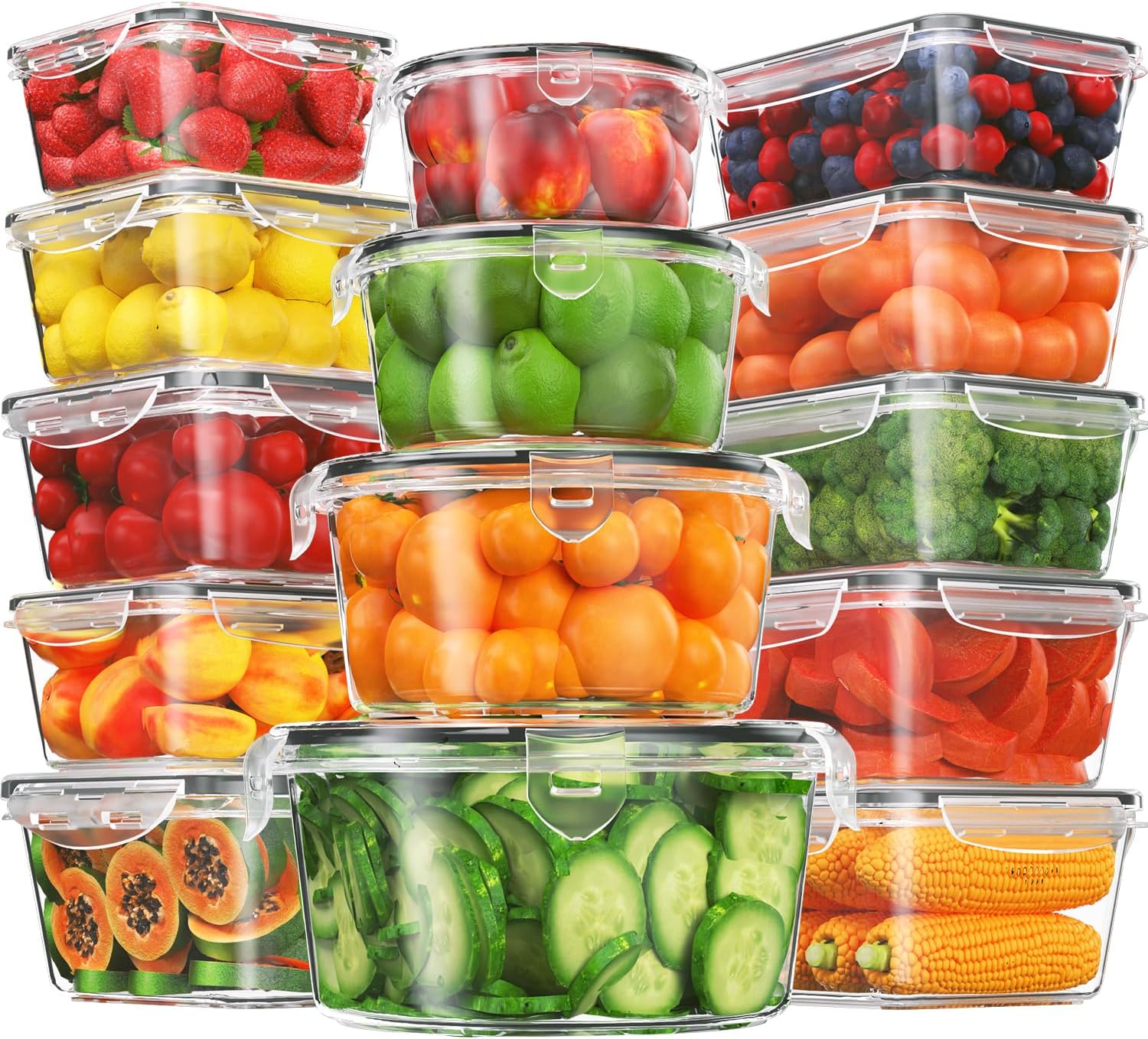 28 Pieces Food Storage Containers with Lids EXTRA LARGE Freezer Containers for Food BPA-Free Meat Fruit Vegetables Plastic Containers with lids