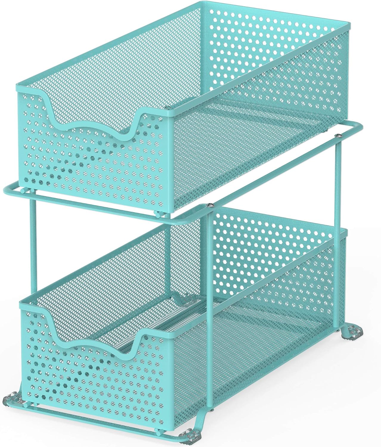 Simple Houseware 2 Tier Sliding Cabinet Basket Organizer Drawer, White