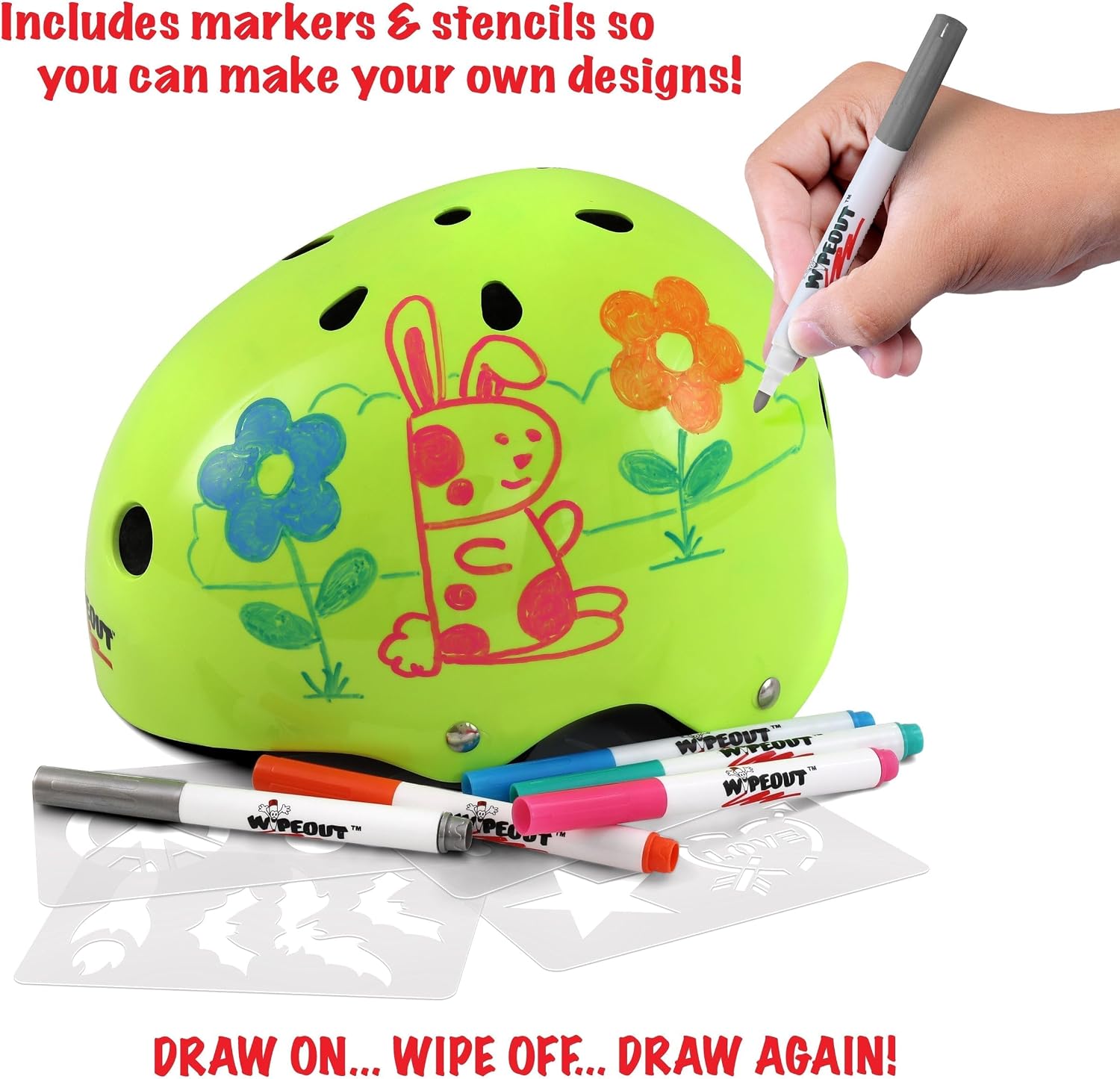 Dry Erase Kids Helmet – Ideal for Bike, Skate, Scooter, in-Line Skating and Rollerblading