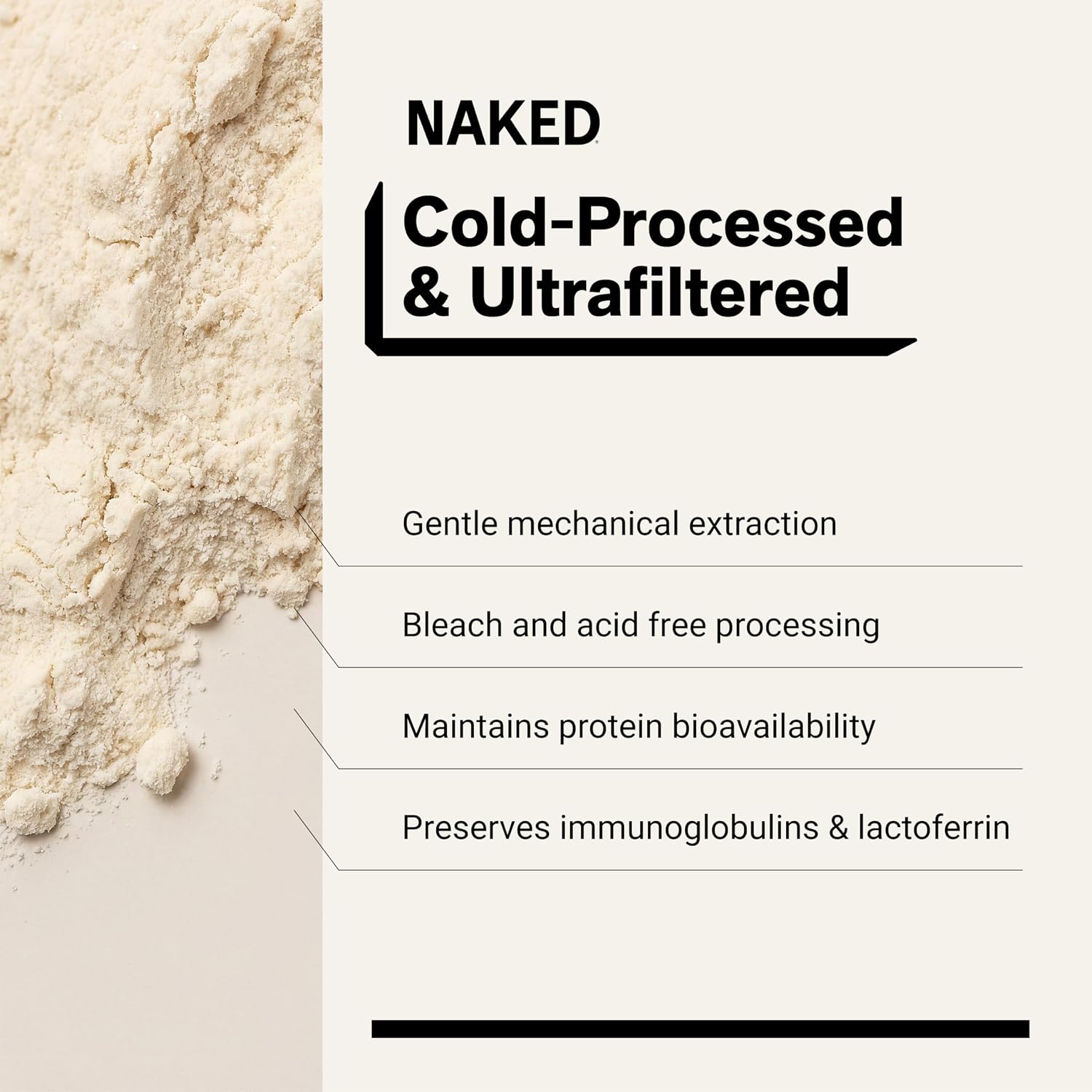 NAKED Whey 5LB 100% Grass Fed Unflavored Whey Protein Powder - Only 1 Ingredient, NSF Certified, Undenatured, Gluten Free, Soy Free, Promote Muscle Growth and Recovery - 76 Servings