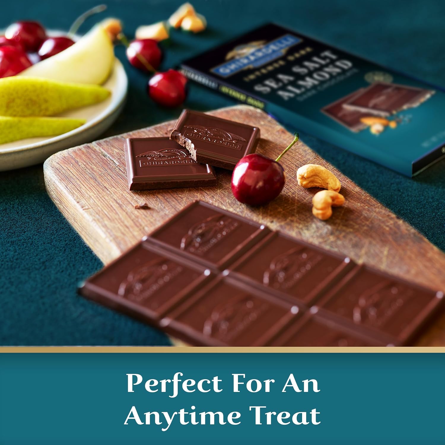 GHIRARDELLI Intense Dark Chocolate Bar, Sea Salt Almond, 3.5 Oz Bar (Pack of 12)