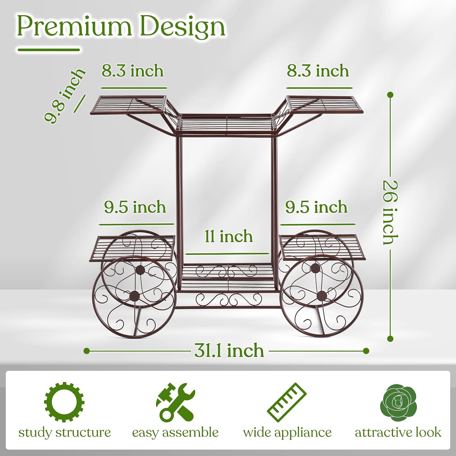 Sorbus® Garden Cart Stand & Flower Pot Plant Holder Display Rack, 6 Tiers, Parisian Style - Perfect for Home, Garden, Patio (Bronze)