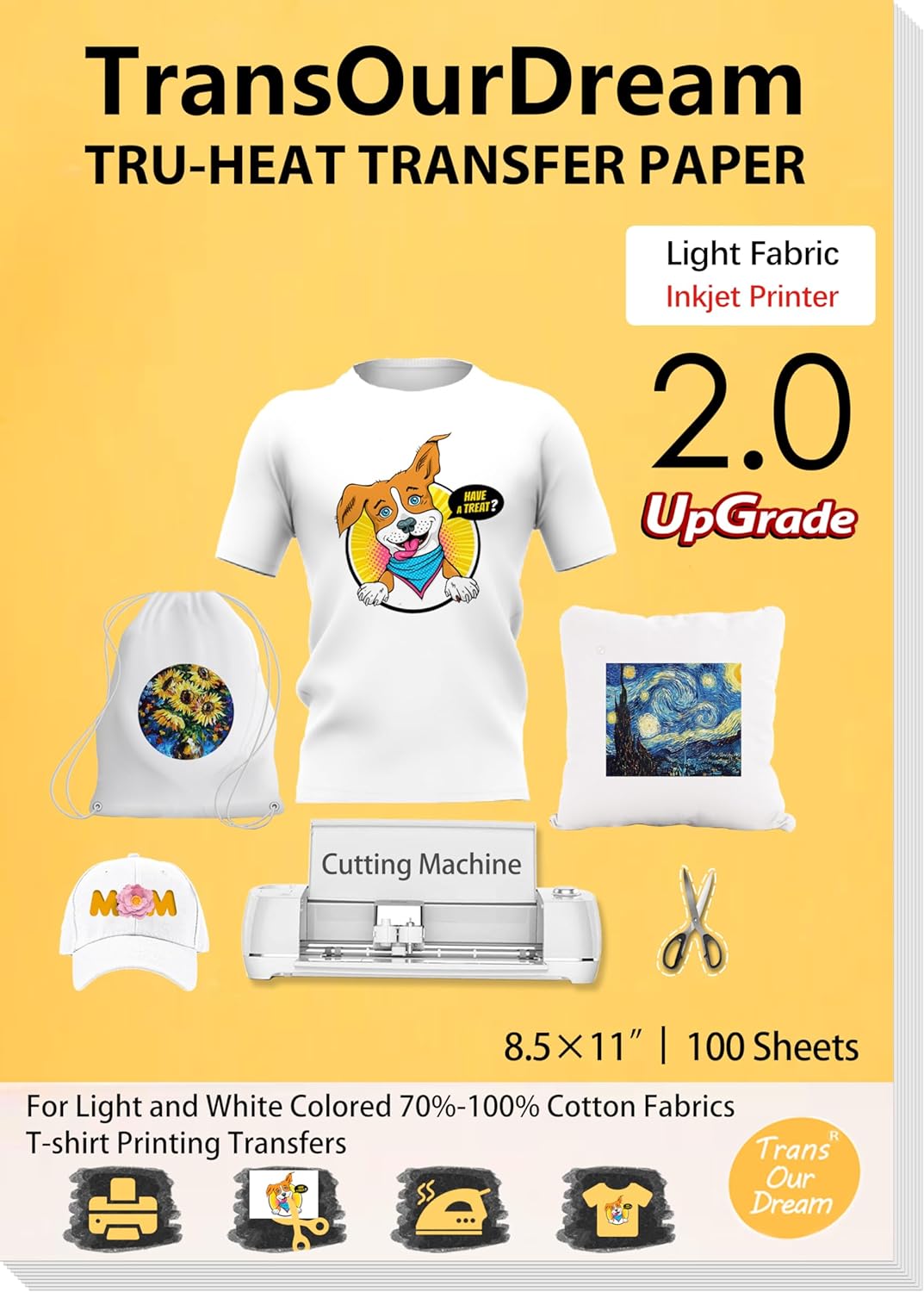 TransOurDream Upgraded Iron on Heat Transfer Paper for T Shirts (8.5x11''