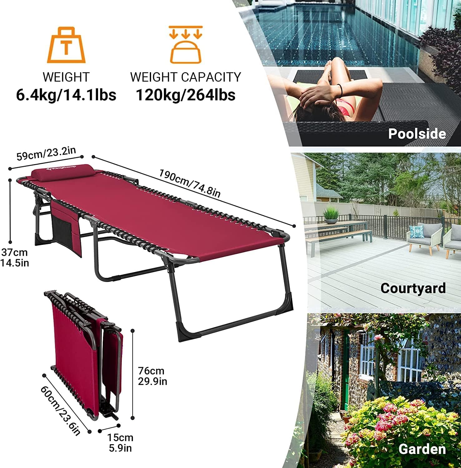 KingCamp Lounge Chair Outdoor