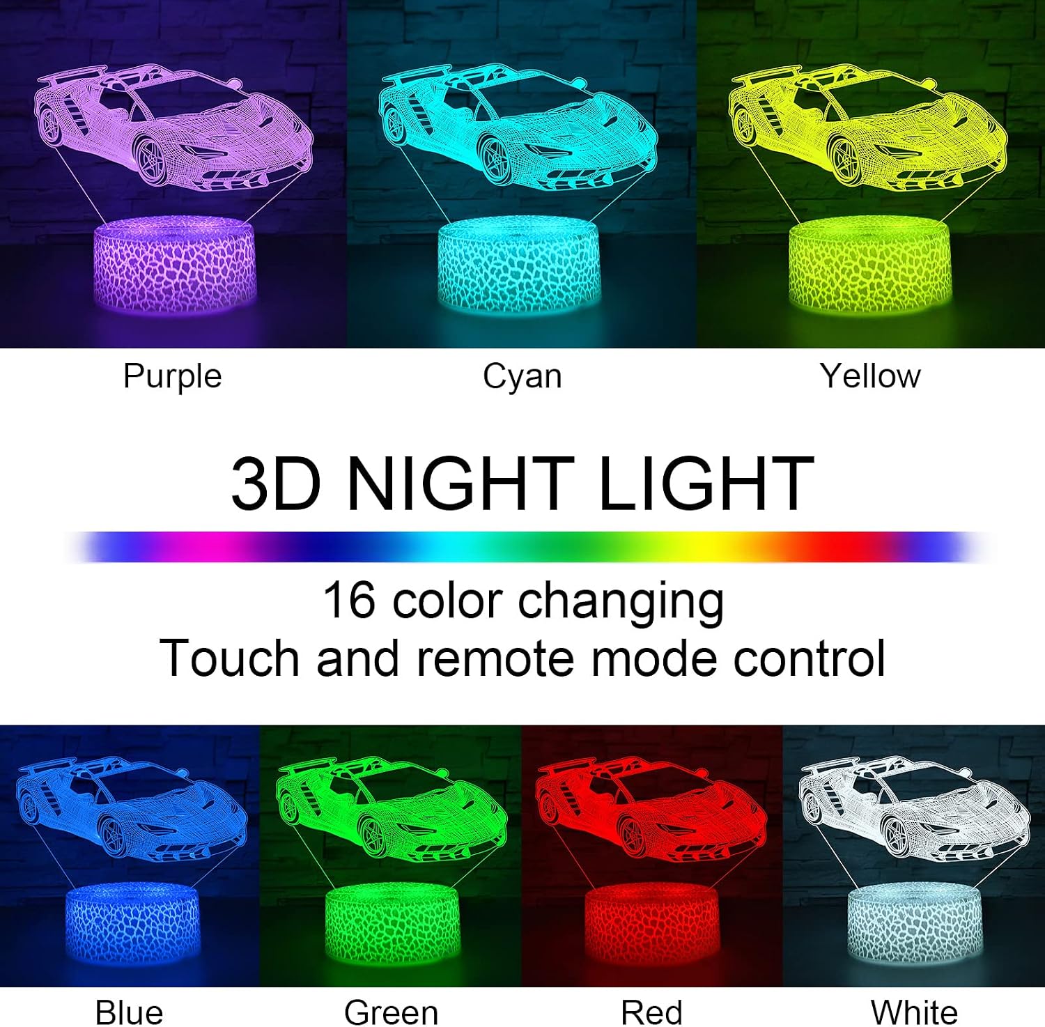 i-CHONY Dinosaur Toy T-Rex 3D Night Light for Kids, 16 Colors Dimmable Dinosaur Led Light with Remote & Smart Touch