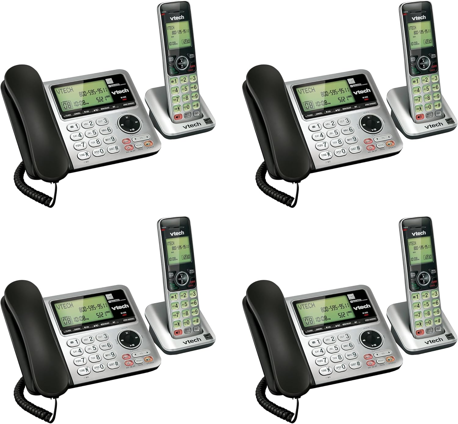 VTech CS6649 DECT 6.0 Expandable Corded/Cordless Phone with Answering System and Caller ID/Call Waiting, Silver/Black with 1 Handset