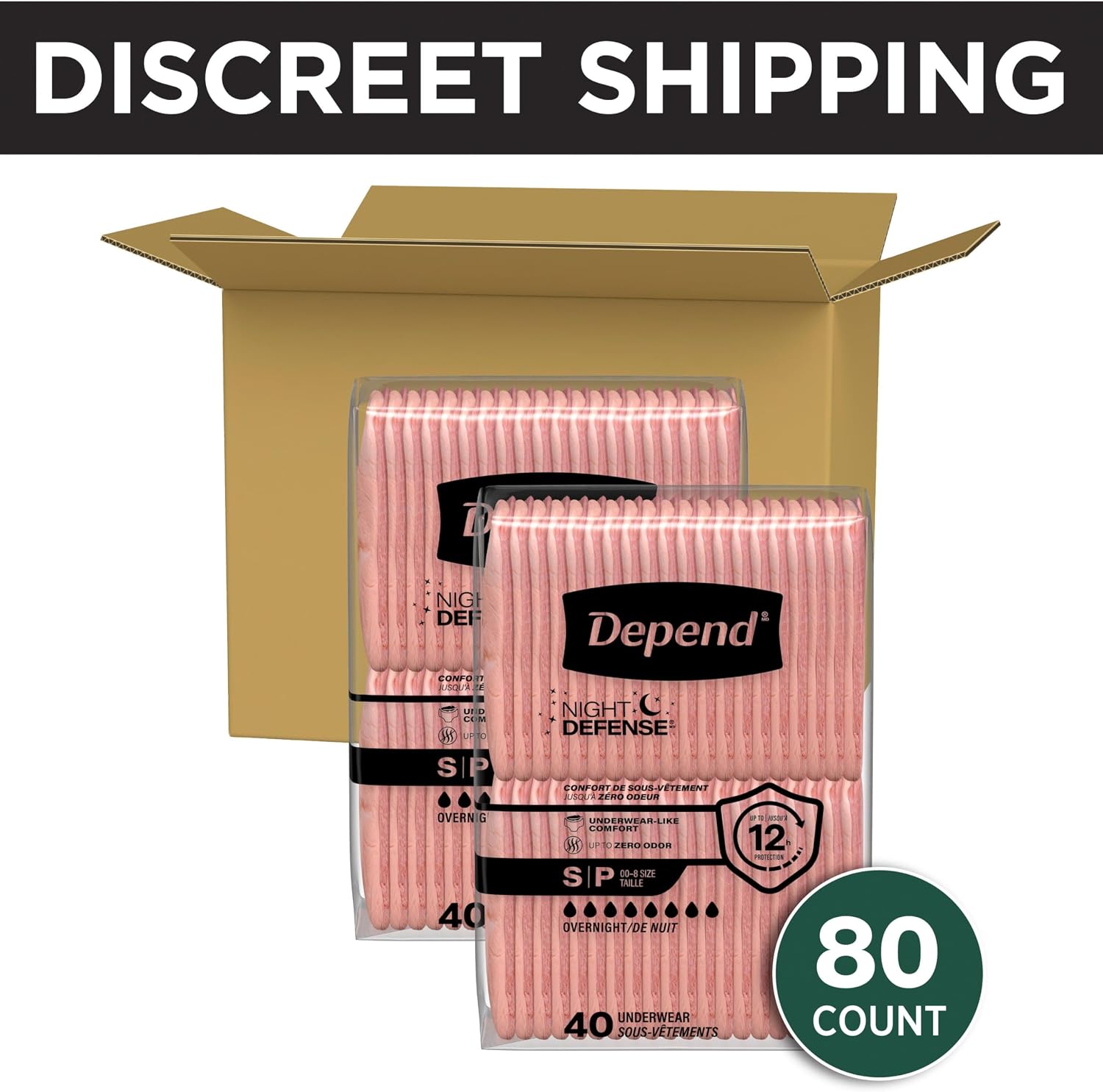 Depend Night Defense Adult Diapers for Women, Medium, 15 Count