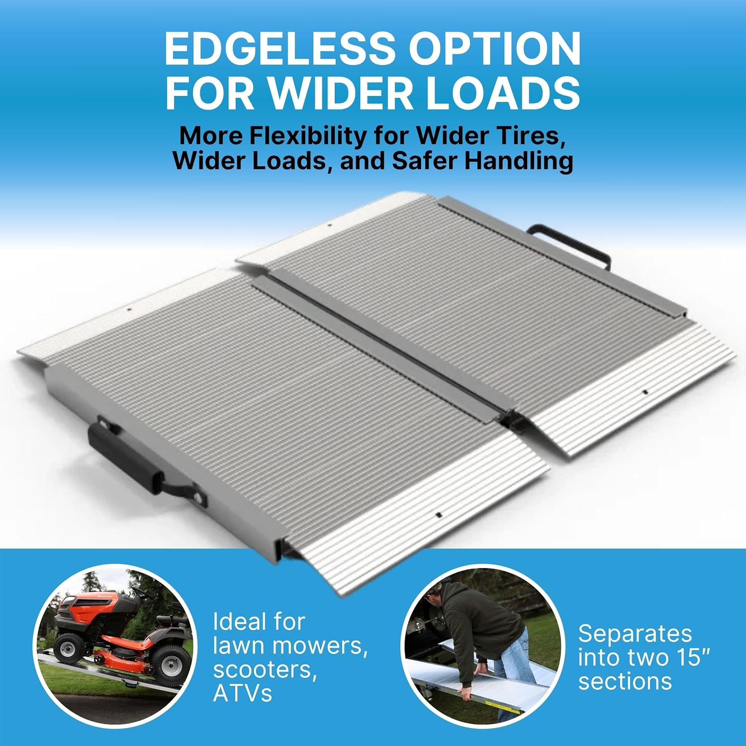 EZ-ACCESS TRAVERSE Aluminum Singlefold Folding Ramp, Portable Loading Ramps for Wheelchairs, Motorcycles, Lawn Tractors & ATVs, Heavy Duty Aluminum Folding Ramps with Carrying Handles (Silver, 4 Foot)