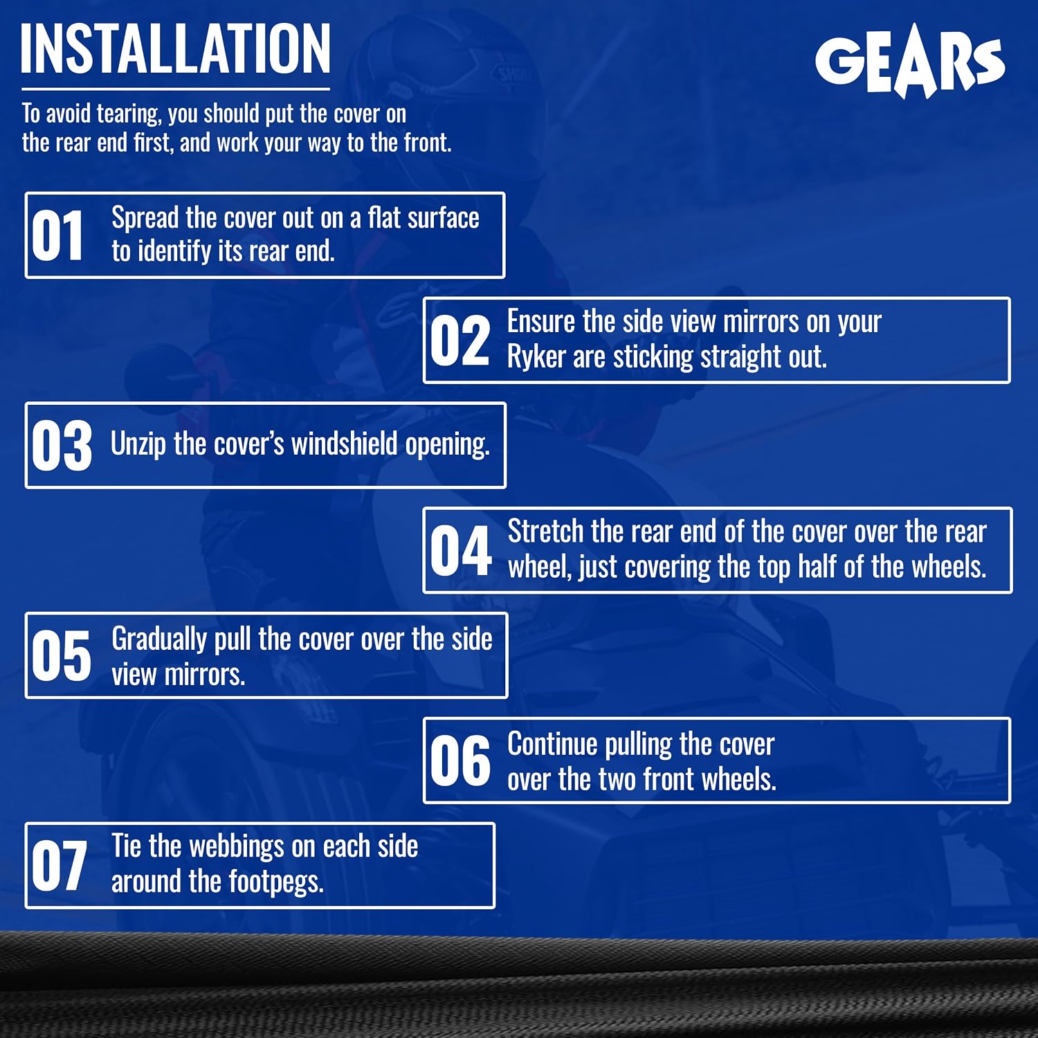 GEARS Trike Cover Compatible with Can-Am Ryker | Full Outdoor & Indoor Protection | Fits Ryker 600, 900, Sport, Rally | 2019, 2020, 2021, 2022, 2023