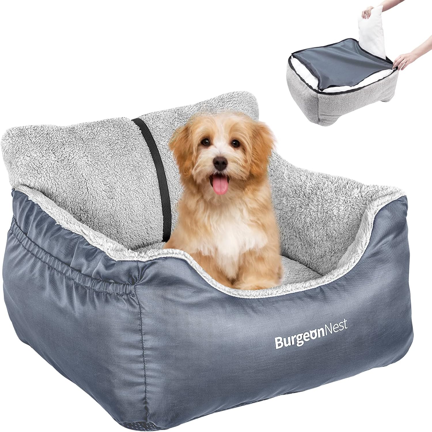 BurgeonNest Dog Car Seat for Small Dogs & Cats Under 25 lbs,Black