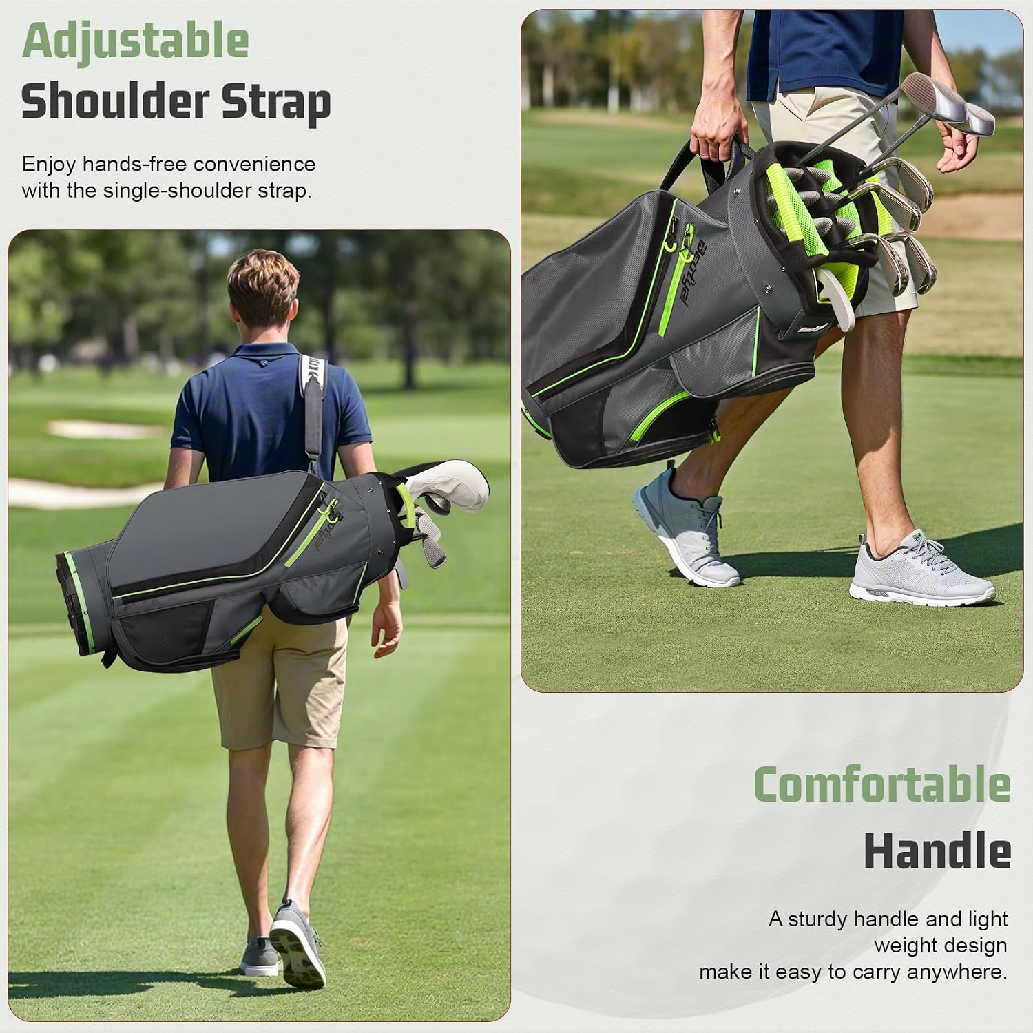 15-Way Golf Cart Bag, Lightweight Golf Club Bag for Men with Cooler | 15 Separate Compartments Easy Club Access Multiple Storage Pockets Cart Strap Channel Beverage Storage and Carry Handles