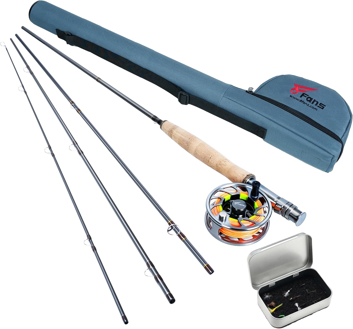 Fly Fishing Rod and Reel Combos with 4-Sections Portable Fly Rod and CNC-machined Aluminum Alloy Fly Reel,Fly Fishing Complete Starter Package