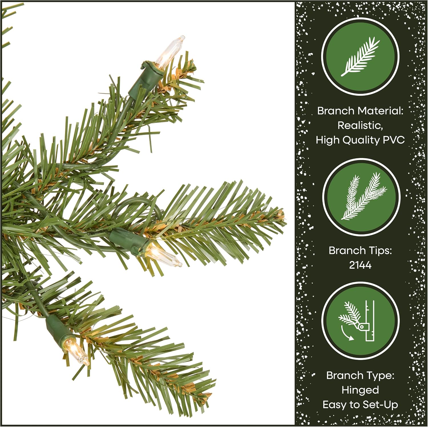 National Tree Company 7ft Pre-Lit Dunhill Fir Artificial Christmas Tree | 700 Clear Lights, 2,144 Tips, Includes Stand, Green