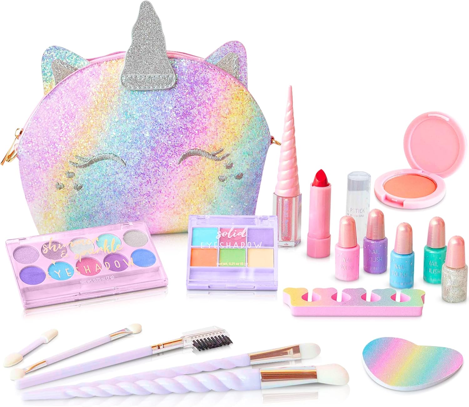 Kids Real Makeup Kit with Unicorn Purse Non Toxic Washable Make Up Set