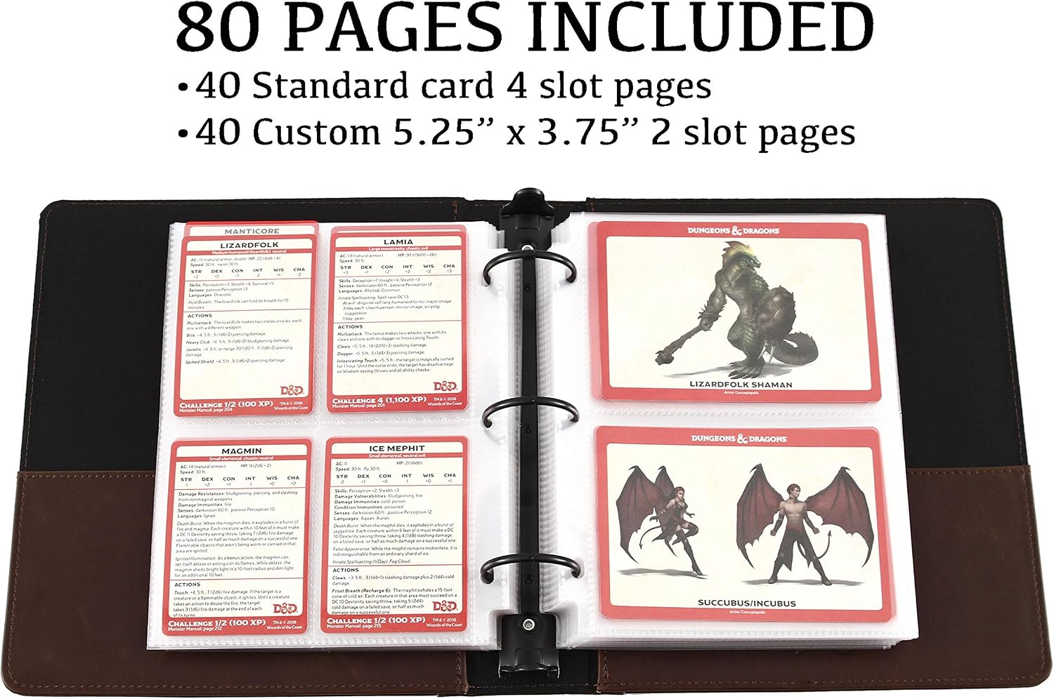 Forged Dice Co. Curiosities Cache Monster Card & Spellcard Organizer Binder with Pages - Dark Brown, 9.5x8x2 inches