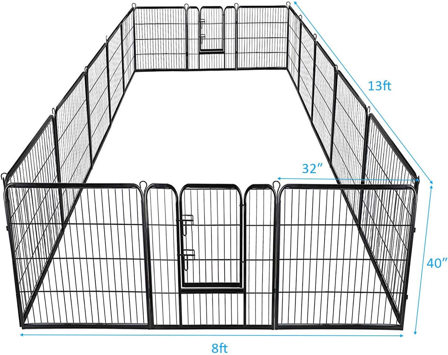 S AFSTAR 16 Panels Metal Dog Playpen, 48" Height Dog Fence Exercise Pen with Doors for Large Medium Small Dogs Rabbits Cats, Foldable Pet Puppy Playpen for Indoor & Outdoor Yard (Black)