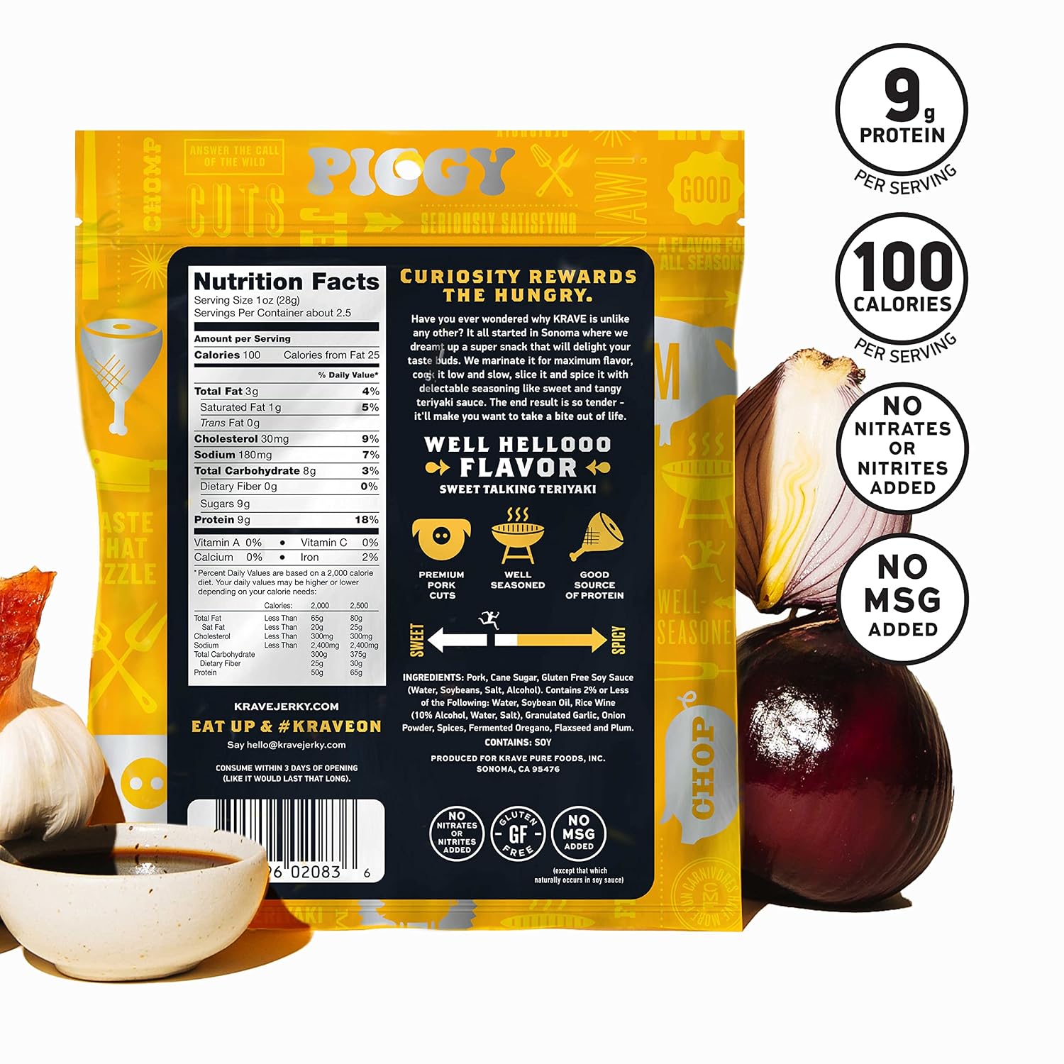 KRAVE All Natural Pork Jerky, Black Cherry BBQ - Protein Packed Snacks Roasted for Maximum Flavor - Premium Tender Meat Cuts - Gluten Free - 2.7 Ounce