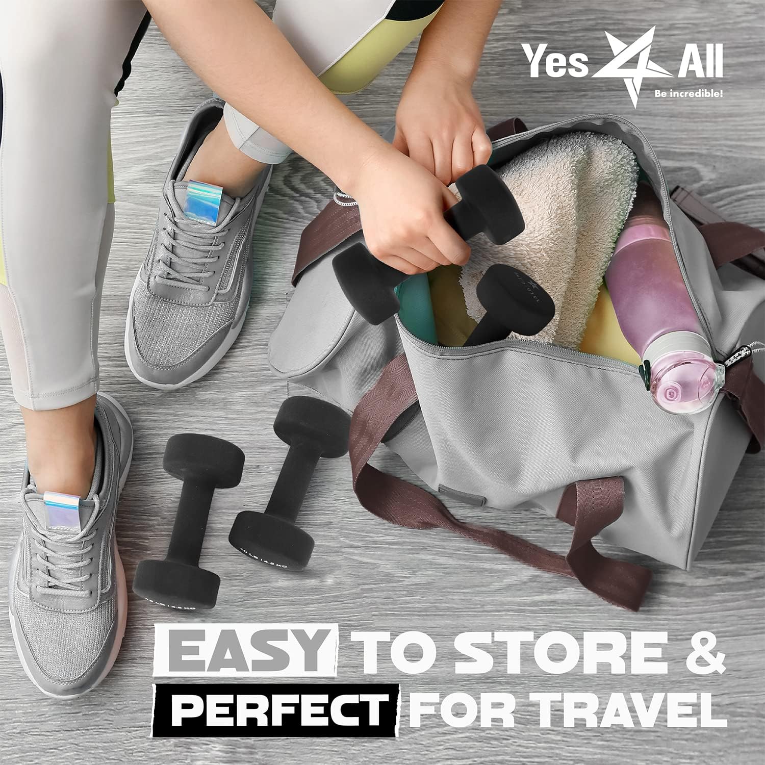 Yes4All Neoprene Coated Dumbbell Hand Weight Sets of 2 - Multiple Weight Options with 15 Colors, Anti-roll, Anti-Slip, Hexagon Shape