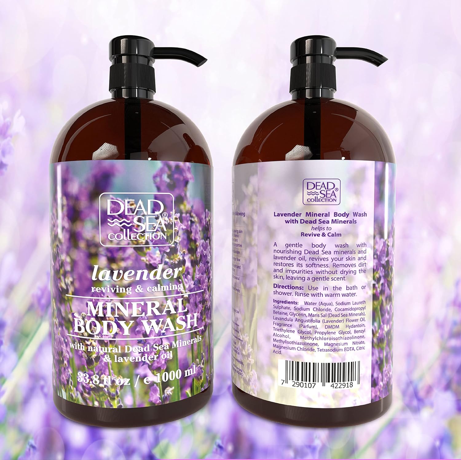 Dead Sea Collection Coconut Body Wash for Women and Men - with Pure Dead Sea Minerals and Coconut Oil - Cleanses and Moisturizes Skin - Pack of 2 (67.6 fl. oz)
