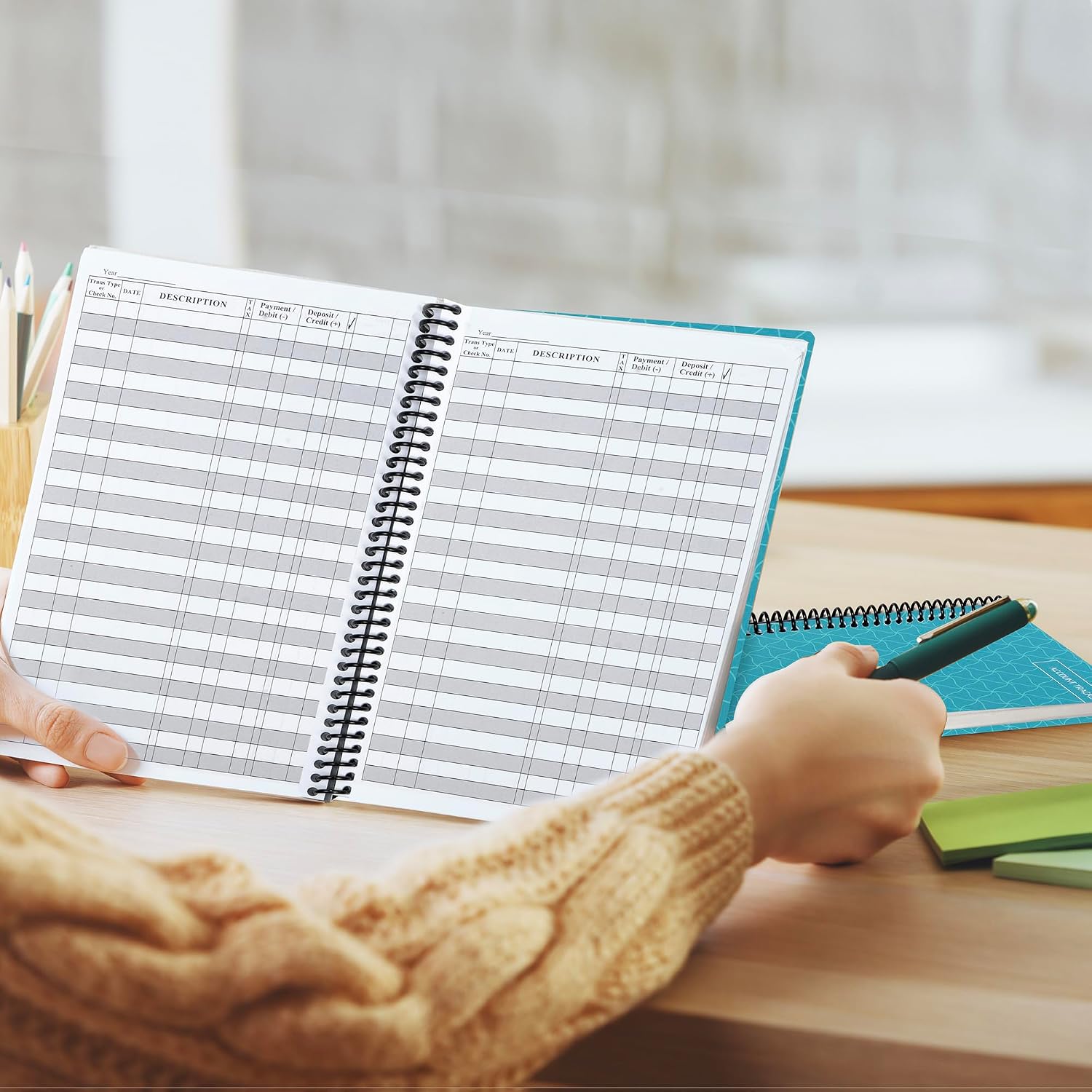 The Superior Register's Premium Check Book Register & Debit Card Ledger Notebook - Checking Account Register, Business Ledger, Cash Log & Expense Tracker - Standard Edition - 1 Pc, Teal