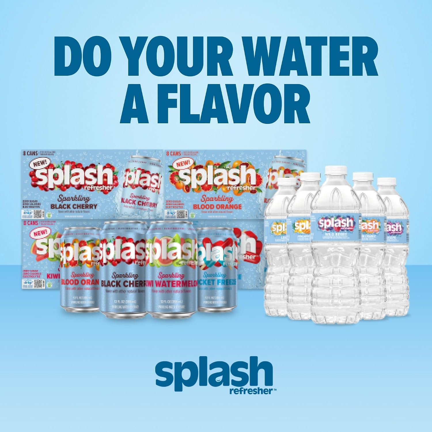 SPLASH REFRESHER Flavored Water Bottles, Mandarin Orange - 6 Pack | Refreshing Flavored Bottled Water with Electrolytes - Zero Sugar & Zero Calories - 16.9 Fl Oz