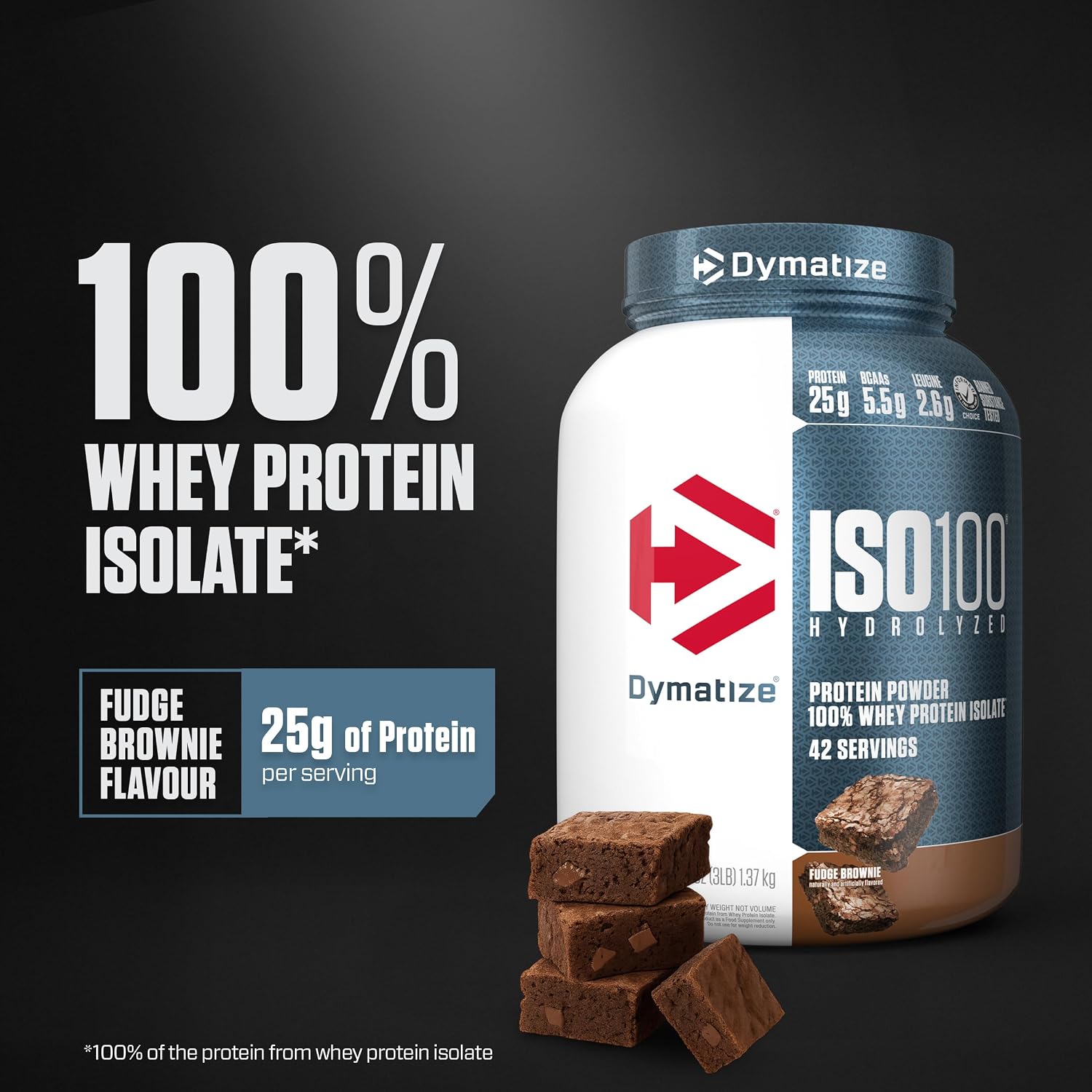 Dymatize ISO100 Protein Powder, 100% Whey Isolate, Gourmet Chocolate | 25g Protein, Hydrolyzed, Fast-Absorbing, Supports Muscle Health, 5.5g BCAAs, Gluten-Free, 76 Servings, 5 lb
