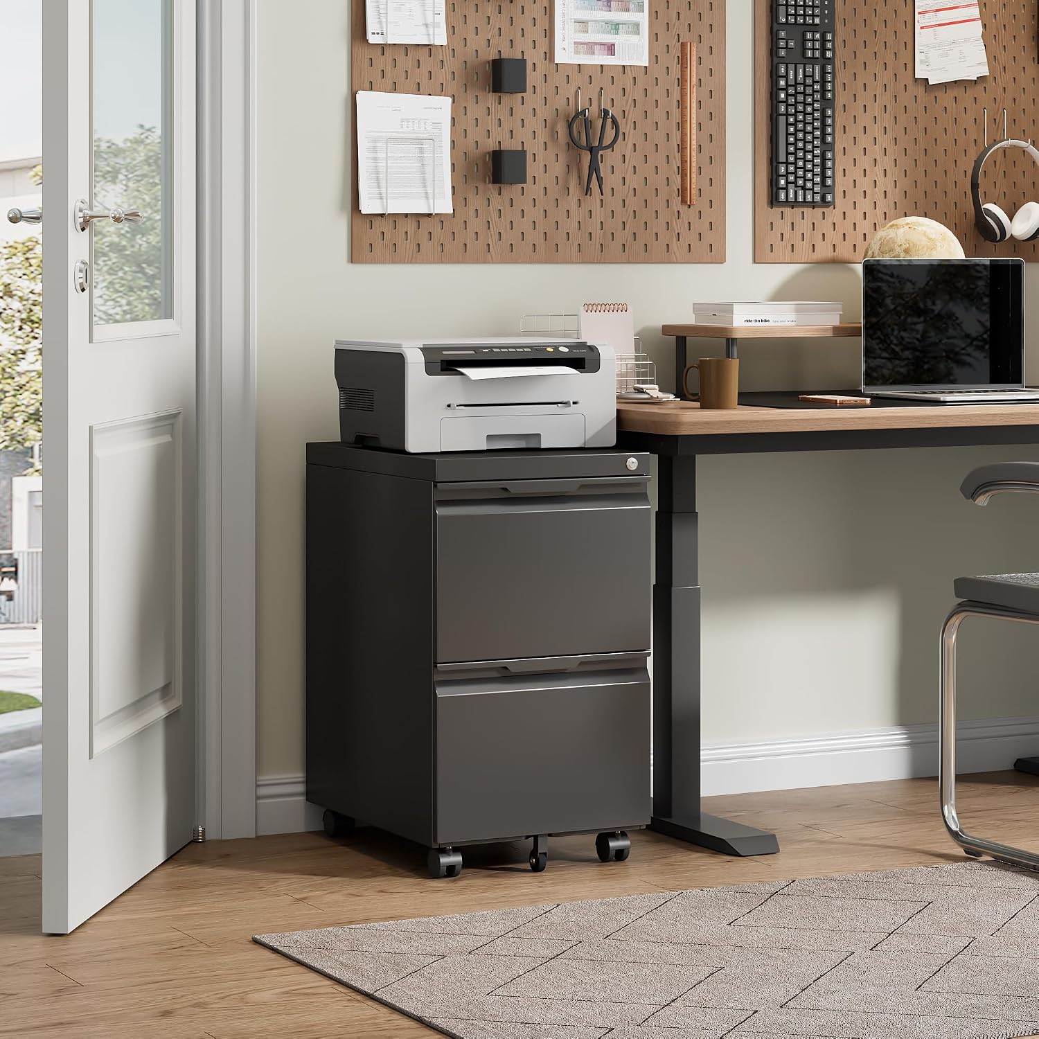 3 Drawer File Cabinet with Lock,Vertical Filing Cabinets for Home Office,Heavy Duty Metal File Cabinet for Hanging A4/Letter/Legal Size File,Vertical File Cabinet 15" W X 17.8" D X 38.3" H-Black