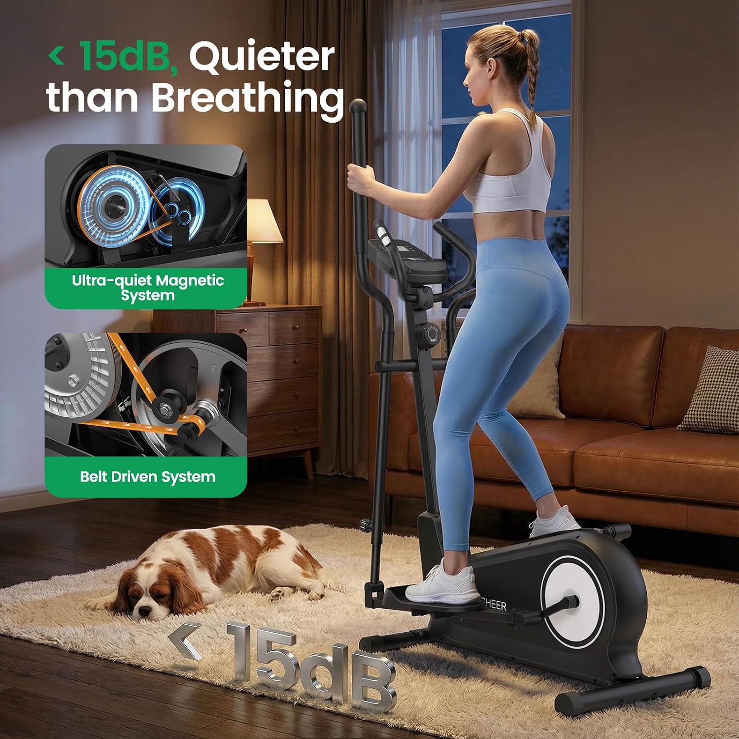 ANCHEER Elliptical Exercise Machine for Home, Foldable Magnetic Elliptical Trainer with 16" Stride, 16 Resistance Levels, Adjustable Pedals, LCD Monitor & Pulse Sensor, 550 LBS Weight Capacity