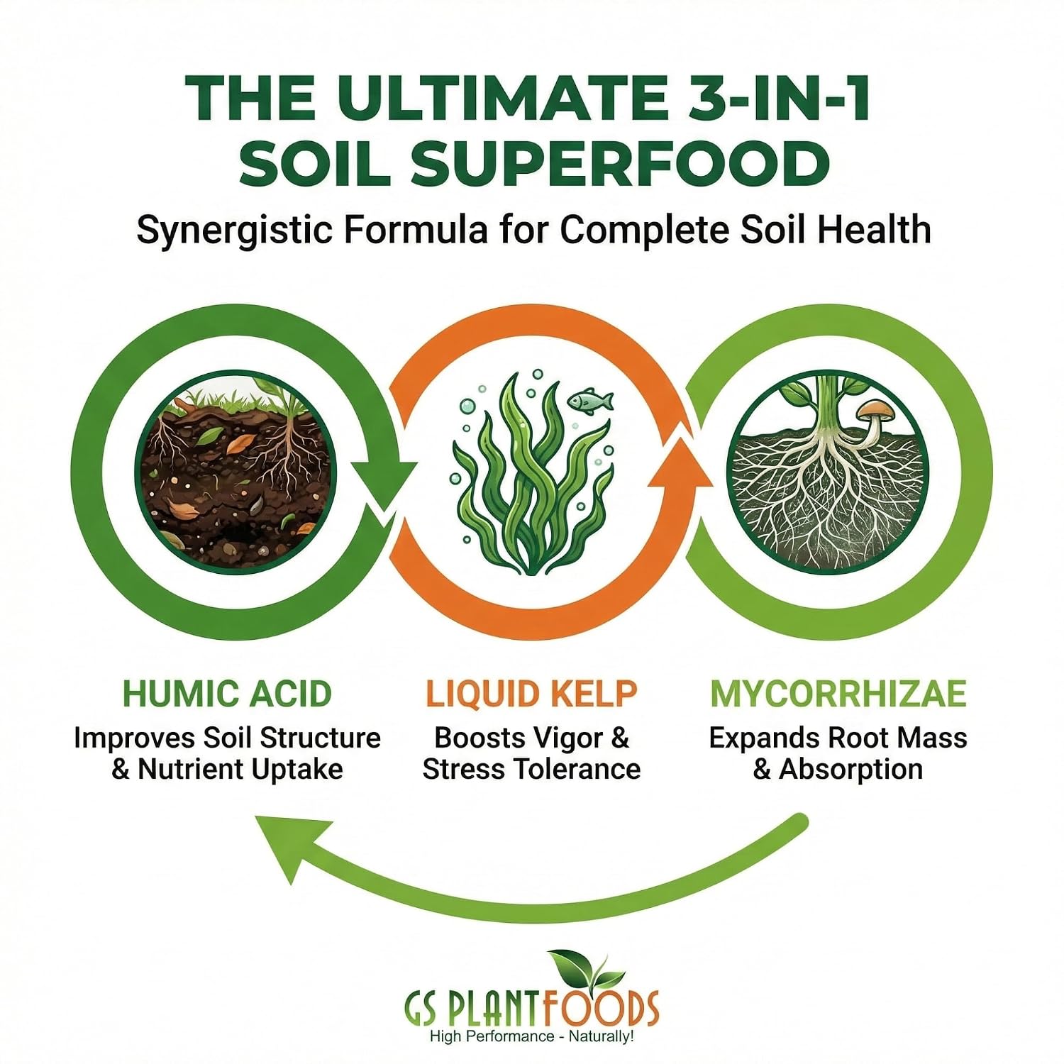 GS Plant Foods Root Ruckus Compost Fertilizer Organic Plant Food - Turbo Charged Compost for Plants - Humic Acid & Sea Kelp Nutritional Root Supplement for Lawns, Soil, Shrubs & Vegetables - 1 Gallon
