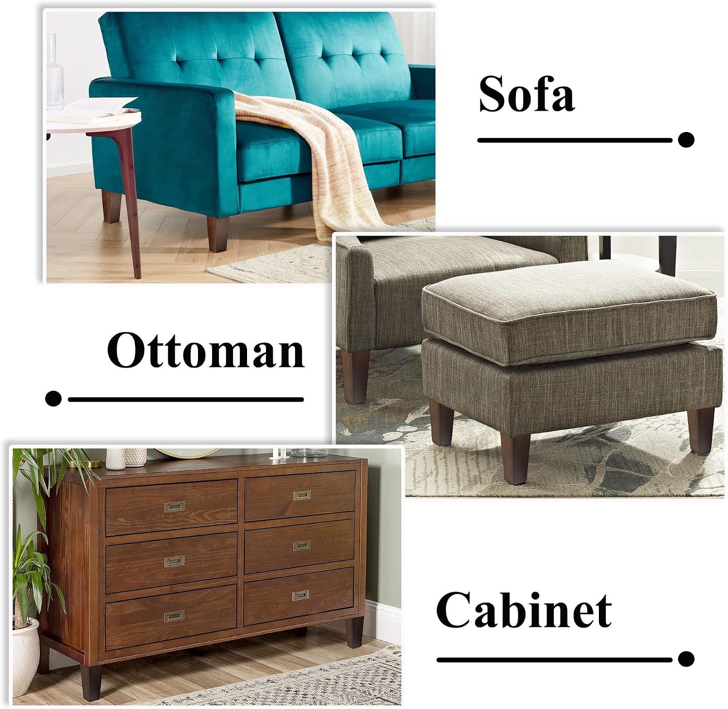 Sofa Legs Square Bed Feet 2 inch Wood Replacement Leg for Furniture Set of 4, Dark Brown