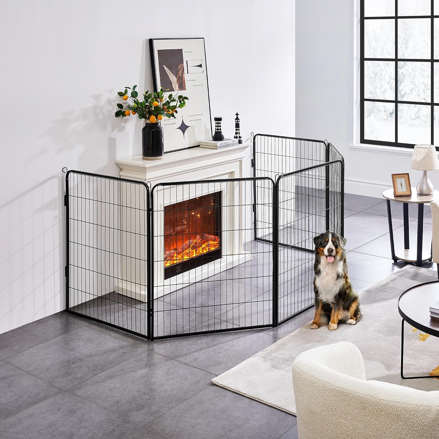Yaheetech Dog Playpen 24in 16 Panels Pet Fence for Indoor Yard RV Camping | Easy Setup, Heavy Duty Rustproof Frame with Secure Latch Door, DIY Layouts,Foldable Storage, for Puppies & Small Dogs