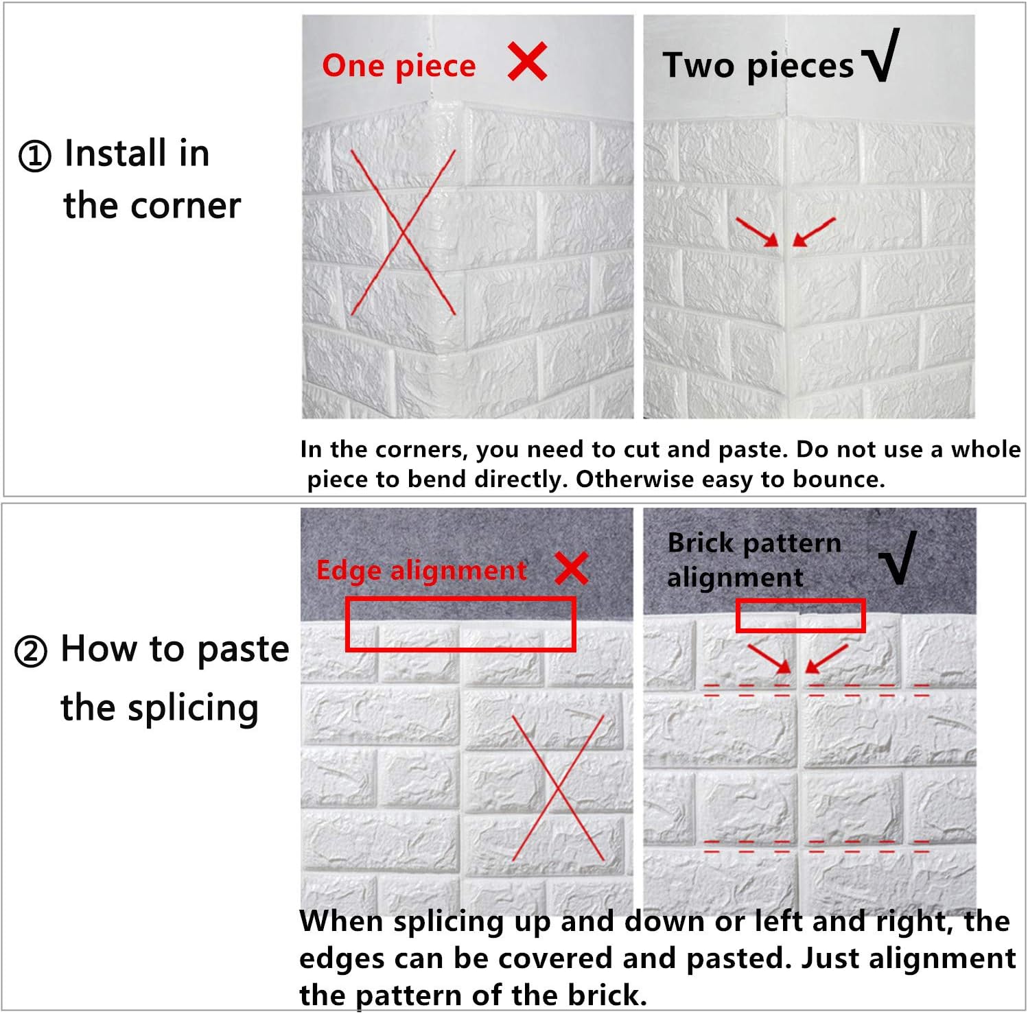 MYOYAY 10 Pcs 3D Wall Panels Peel and Stick 27.5 x 30.3 Inch (in Sum 57 sq.ft.) White Brick Wallpaper Self-Adhesive Foam Wall Panels for Living Room