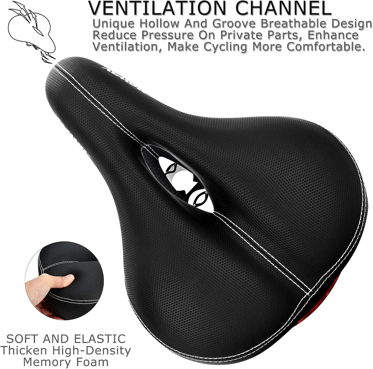 DAWAY Comfortable Men Women Bike Seat - Soft Memory Foam Padded Bicycle Seat, Bike Saddle Replacement with Wide Cushion for Peloton, Mountain & Exercise Bikes, Shock Absorbing, Waterproof, Universal