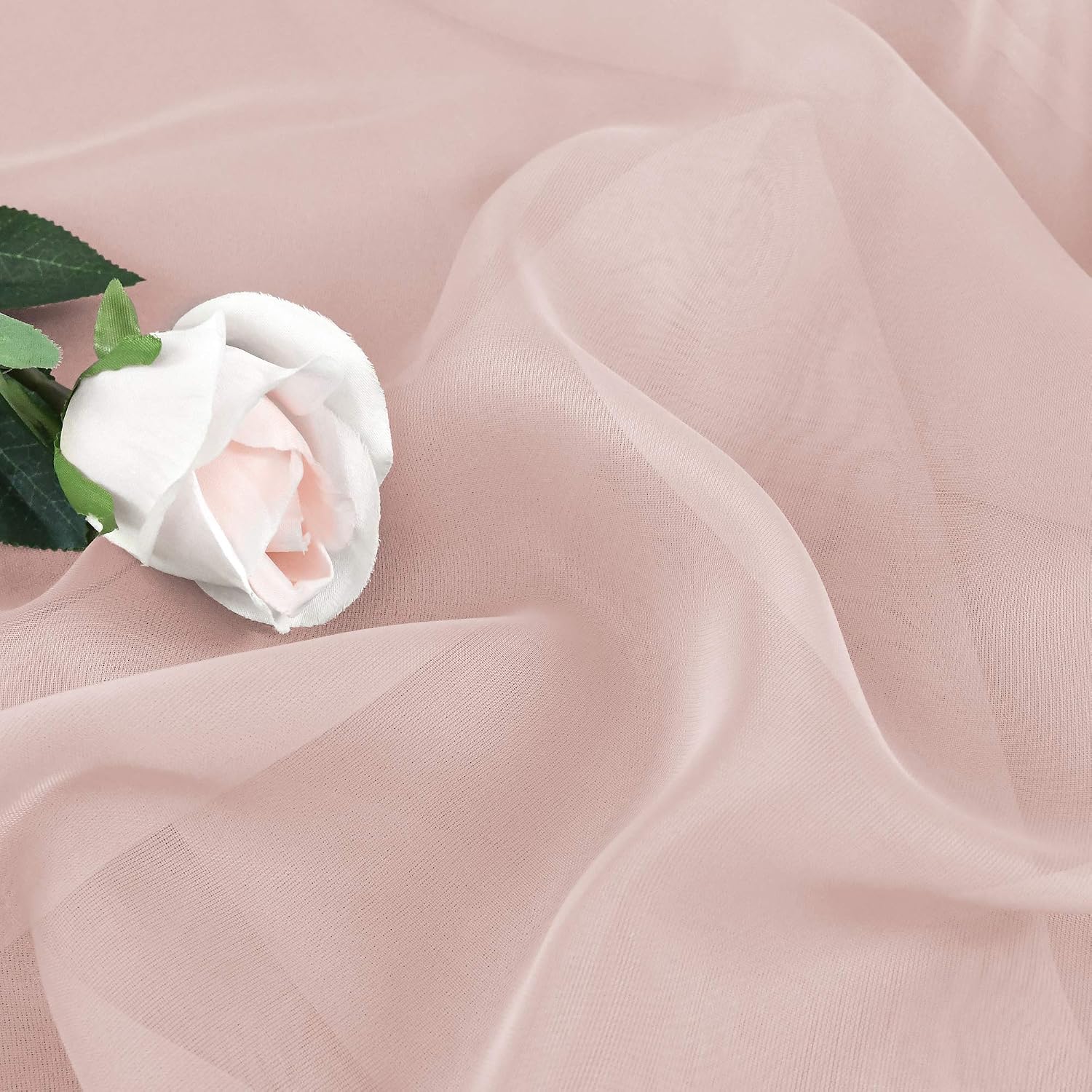 HUTO Light Pink Sheer Window Scarf Valances for Girls Room Sheer Soft Voile Curtain Scarves for Wedding Party 216 Extra Long