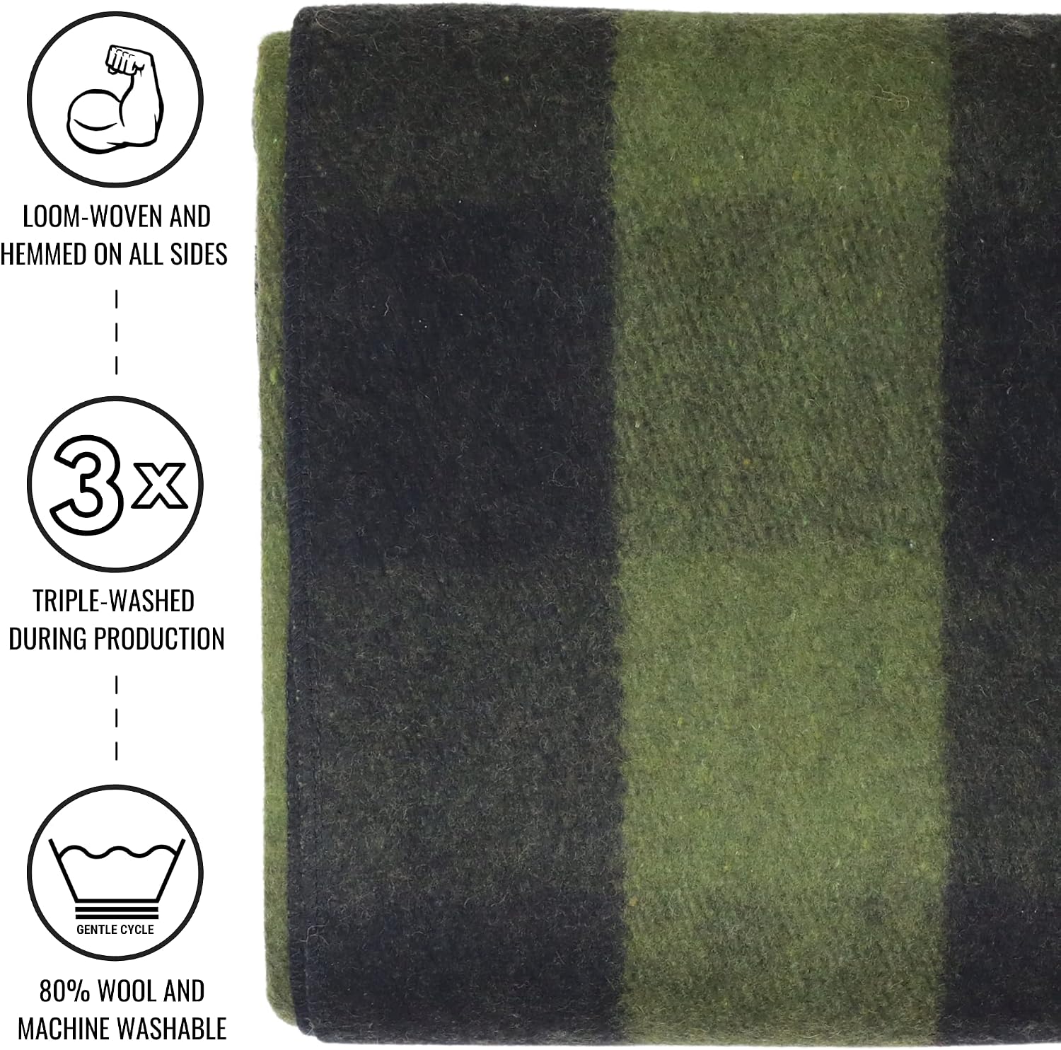 Arcturus Military Wool Blanket - Warm, Thick, Washable - Great for Outdoors, Camping, Stadium Blanket, Picnics, Travel - Car & Bushcraft Survival Kits