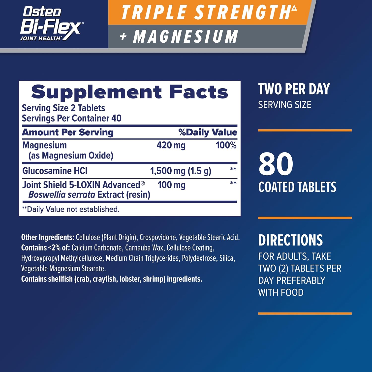 Osteo Bi-Flex Triple Strength Glucosamine Supplement with Magnesium, 80 Ct | Improve Joint Function, Helps Leg Cramps and Muscle Function