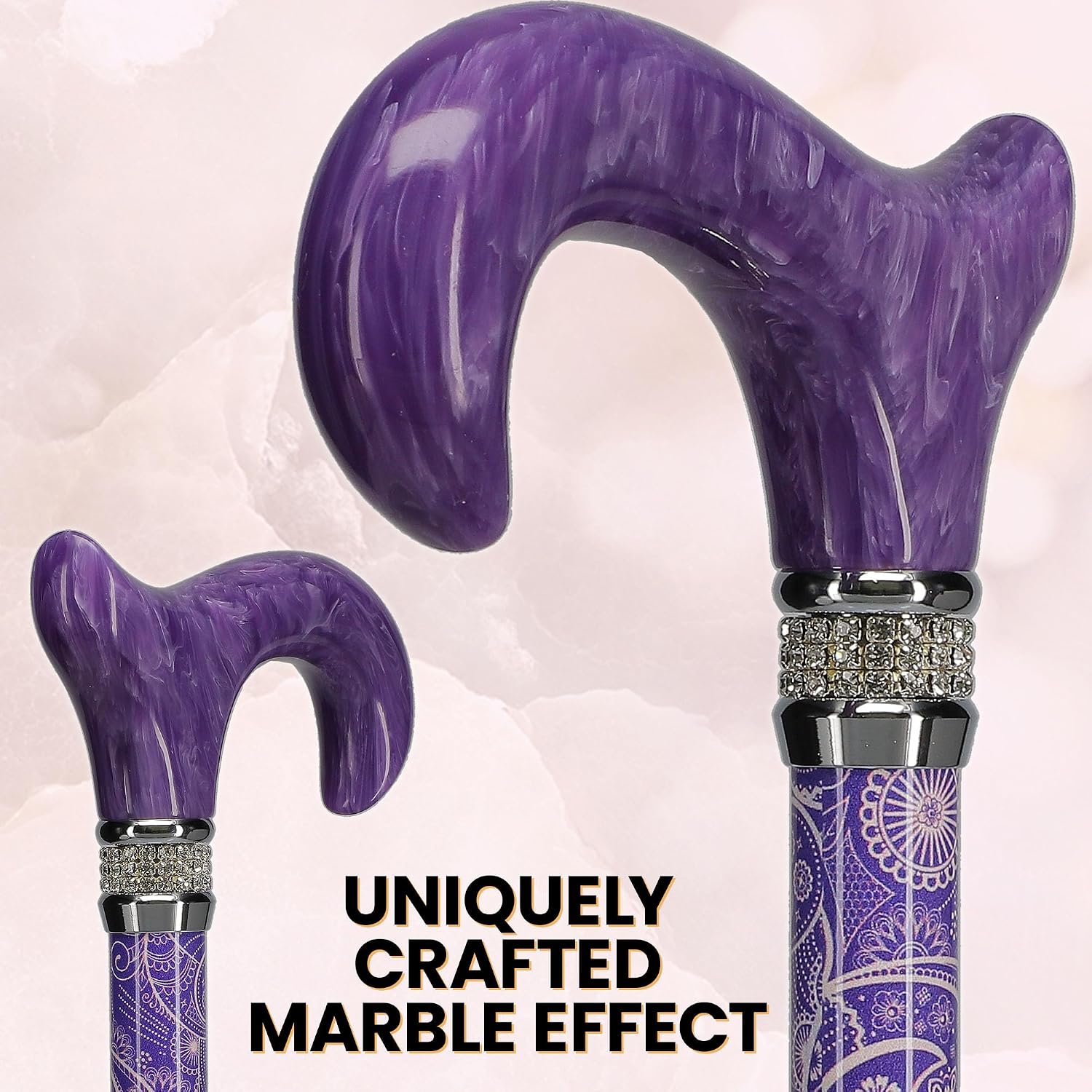 Stylish Walking Sticks – Rhinestone Collar Designer Adjustable Canes Colorful – Best Gift for Men and Women Light Weight Aluminum Shaft & Safe to Walk
