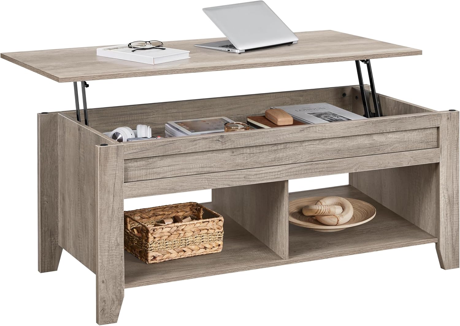 Yaheetech Lift Top Coffee Table with Hidden Storage Compartment Gray 47.5in