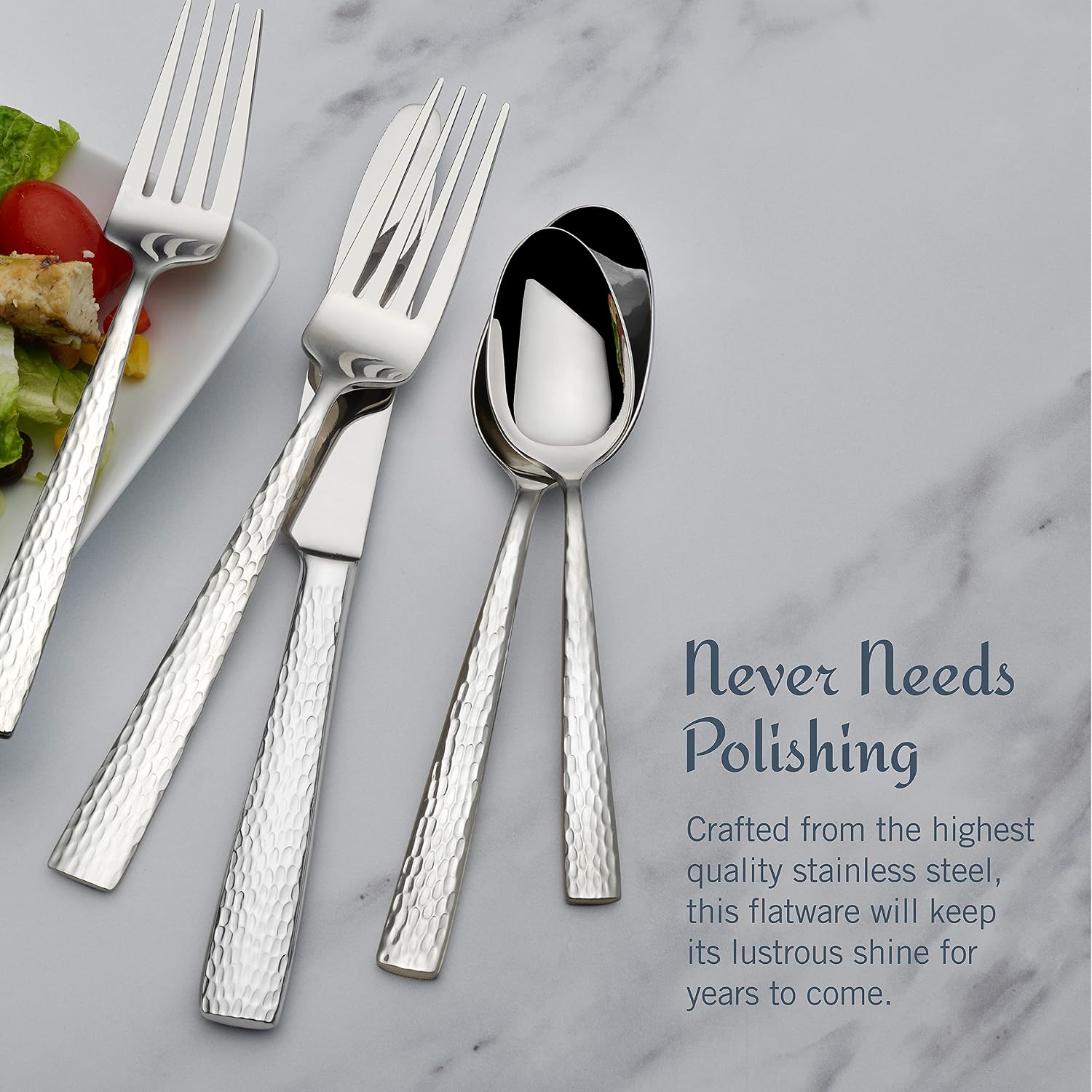 Mikasa, Virtuoso Frost Flatware Service for 12, 65 Piece Set, 18/10 Stainless Steel, Silverware Set with Serving Utensils