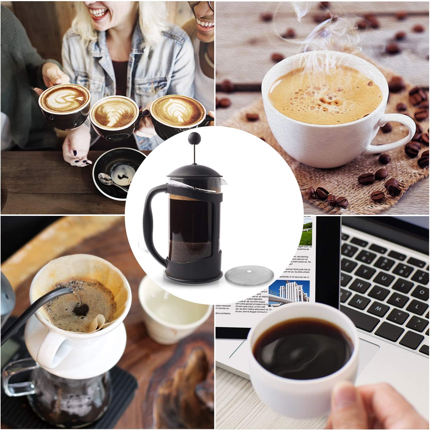 Boao 3 Packs French Press Replacement Cafetiere Filter Mesh Screen